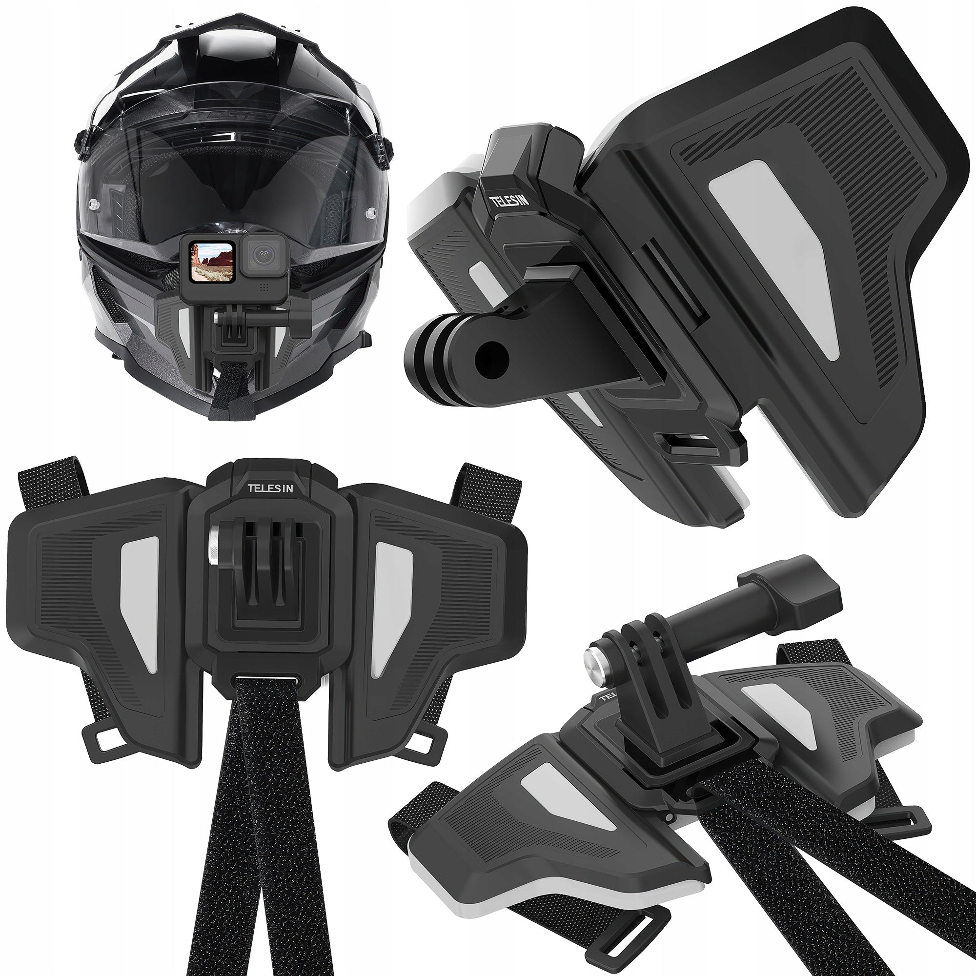 Telesin Clasp Mount Motorcycle Helmet Holder For GoPro DJI Insta360