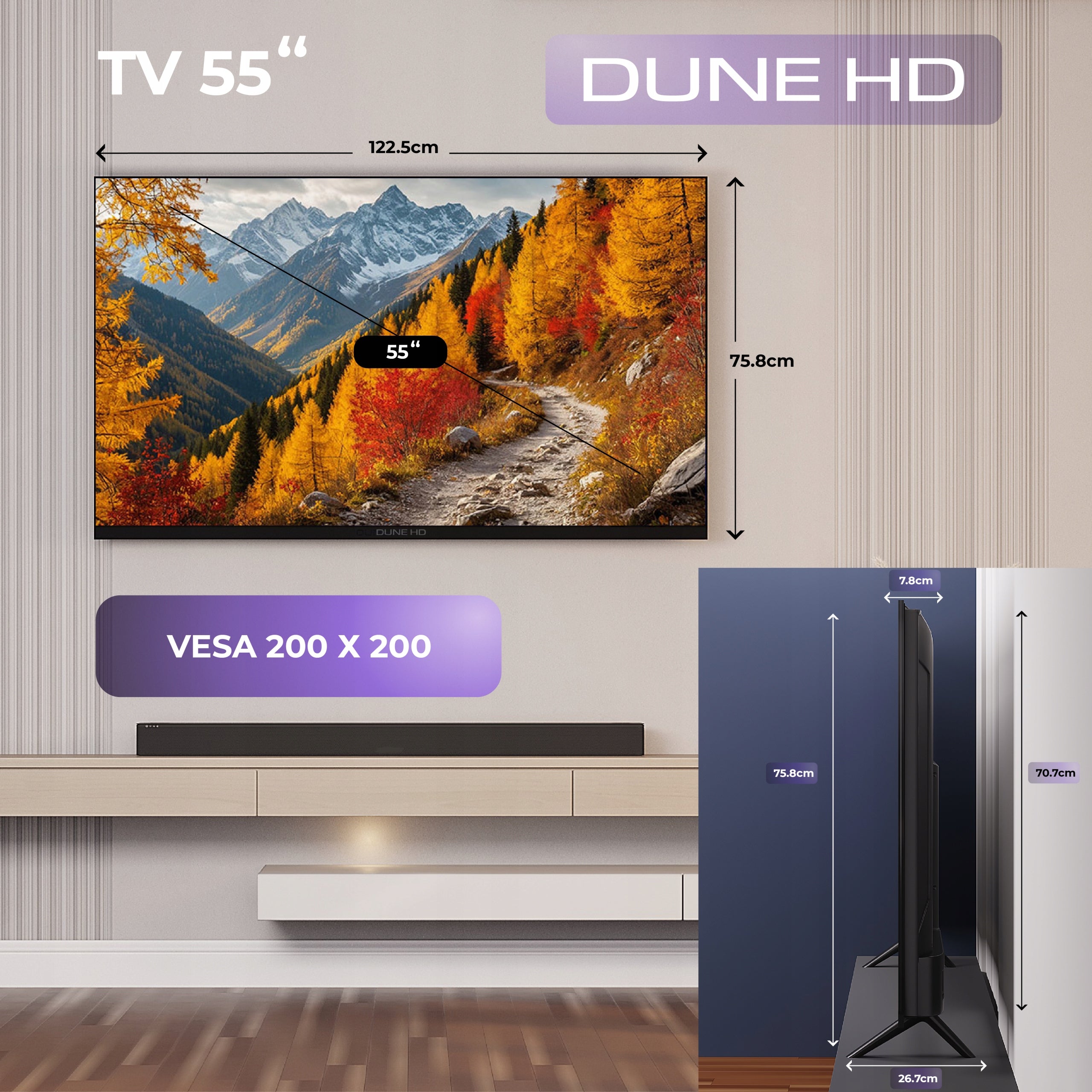 Telewizor Dune HD Smart TV QLED 4K UHD 55" HDR10+ Whale TV Android Dolby Manufacturer code Q55R1