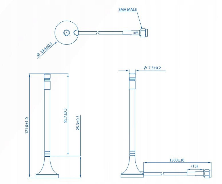 Teltonika LTE SMA antenna 3m RUT240 RUT950 magnet Manufacturer Extralink