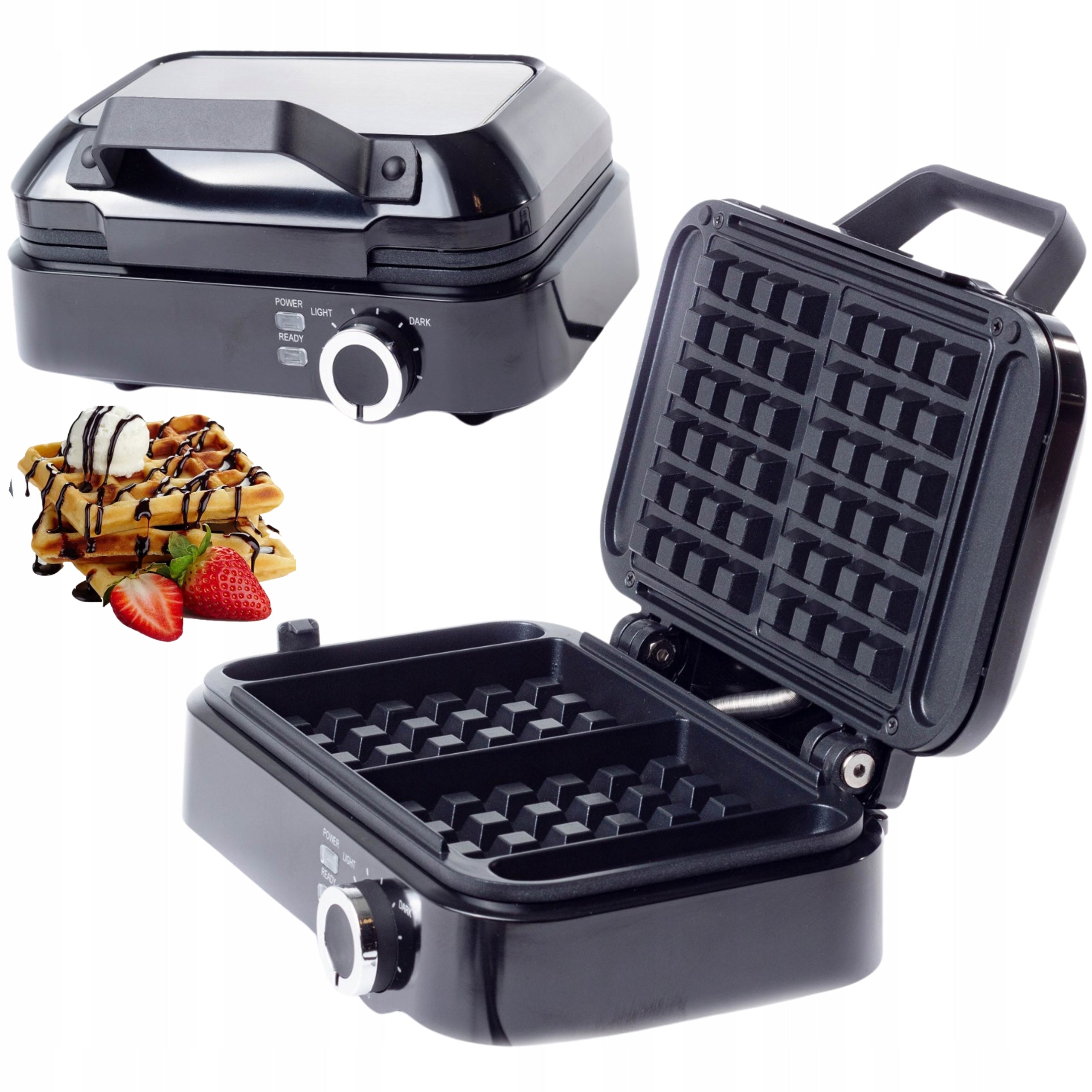 Temperature Adjustable Waffle Iron Non Leaking Solid 2000W for 2 Waffles