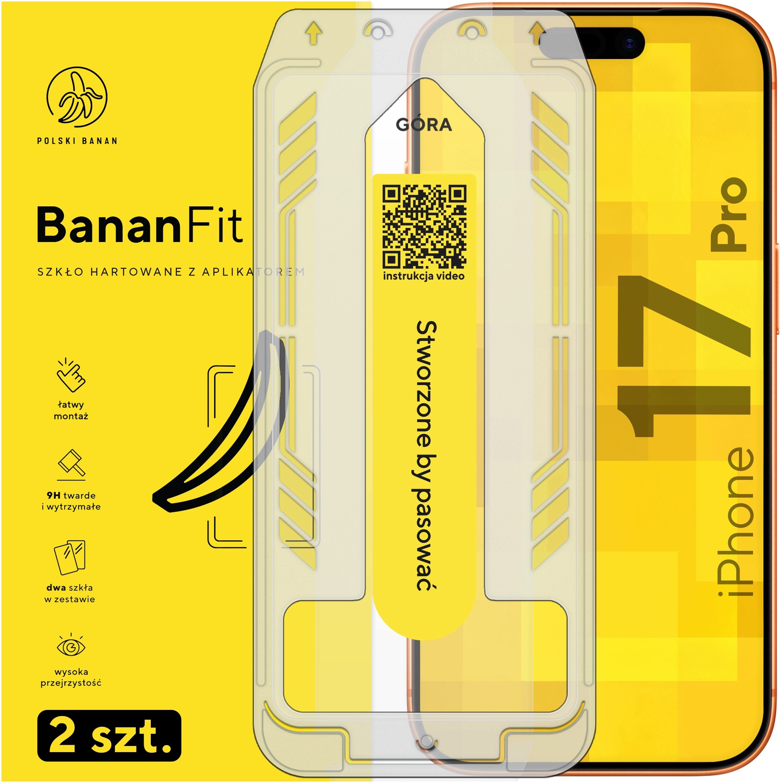 Tempered Glass with 9H BananFit Applicator for Apple iPhone 17 Pro