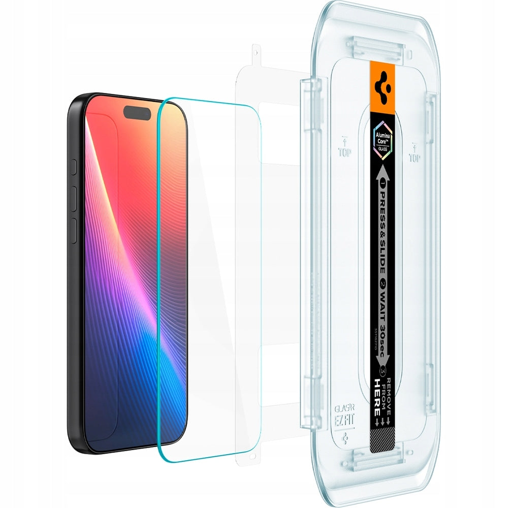 Tempered glass Spigen for iPhone 17 Pro Max, 9H for case with applicator 2Pack
