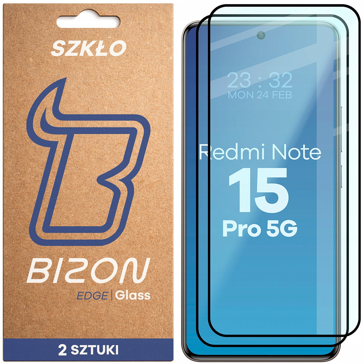 Tempered glass with frame Bizon for Redmi Note 15 Pro 5G, glass 2 pcs