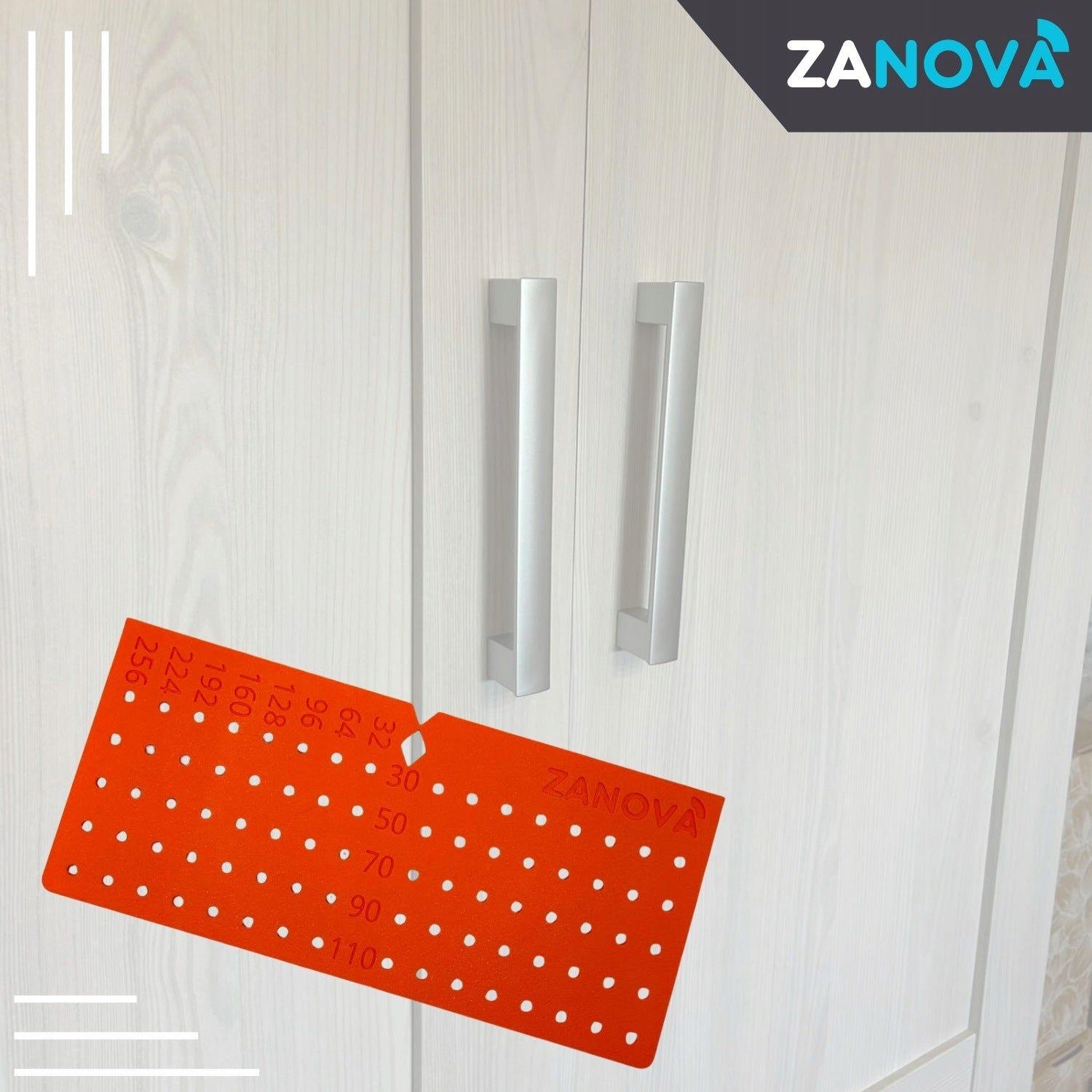 Template for drilling holes for furniture handles spacing up to 256mm template Brand Zanova