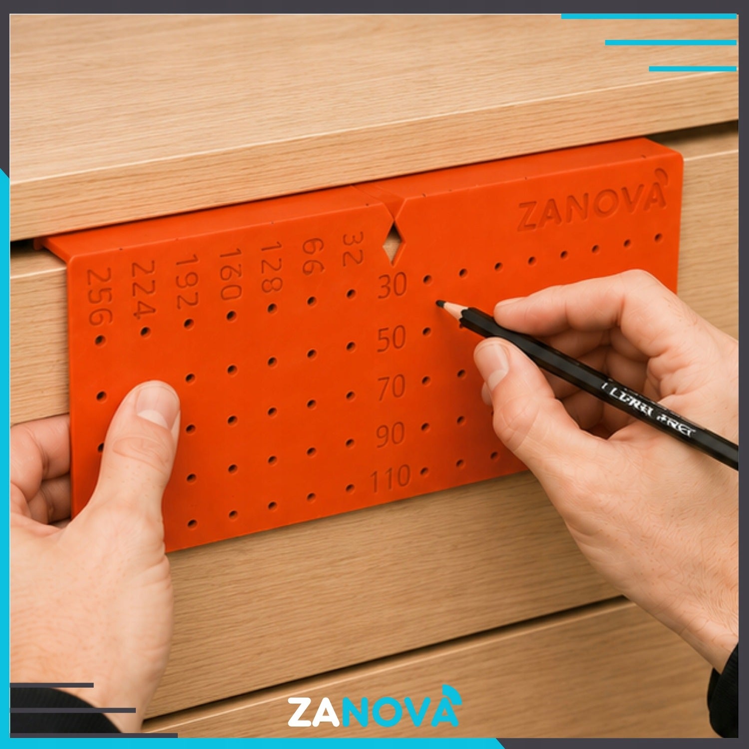 Template for drilling holes for furniture handles spacing up to 256mm template Packaging status original