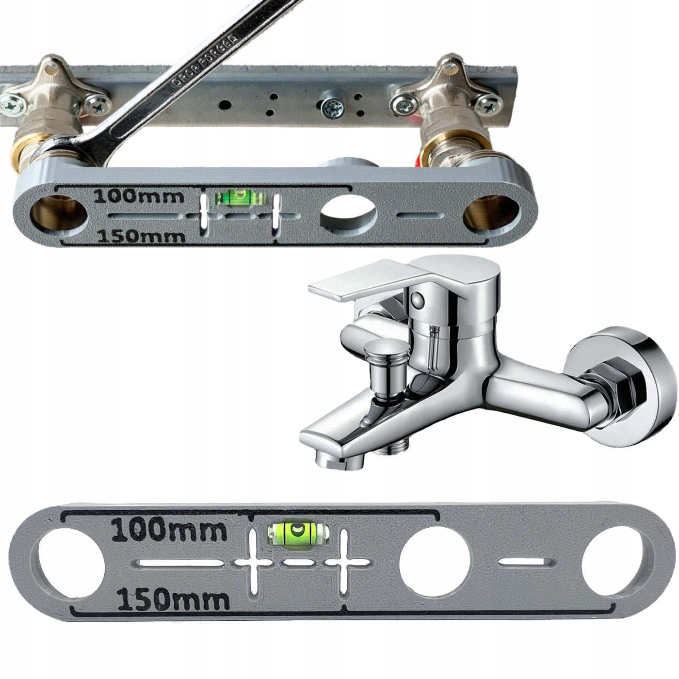 Template template for leveling faucet cams 100 and 150 mm