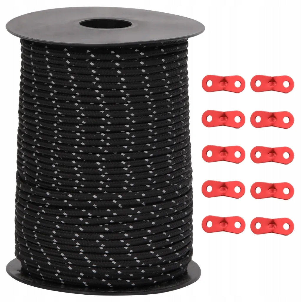 Tension cable black 50 m with reflective element, 3 mm, 90 kg Packaging status original