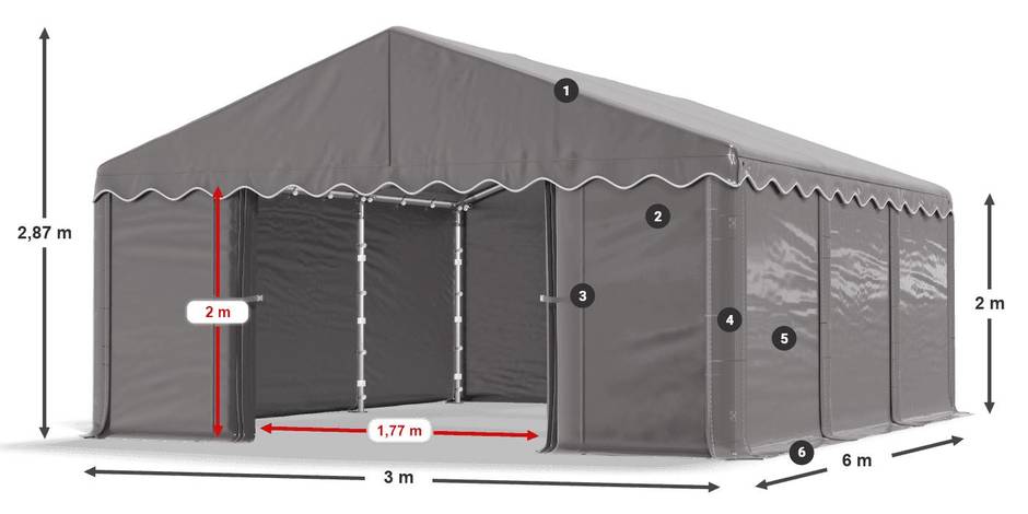 Tent 3x6 Warehouse Garage DAS 240 S VARIOUS COLORS Width 3 m