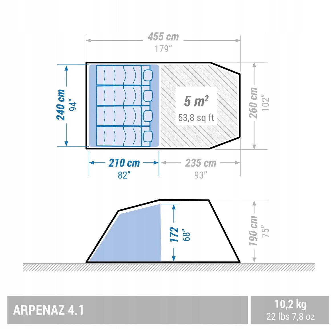 Tent 4 PERSON Quechua Arpenaz 4.1 Camping VESTIBULE 4 pers HIT Brand Quechua