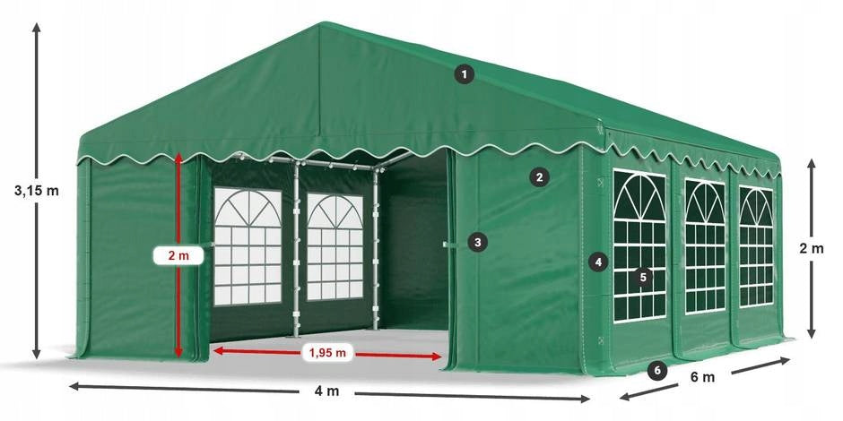 Tent 4x6 Party Garden DAS 240 S GREEN Manufacturer Das Company