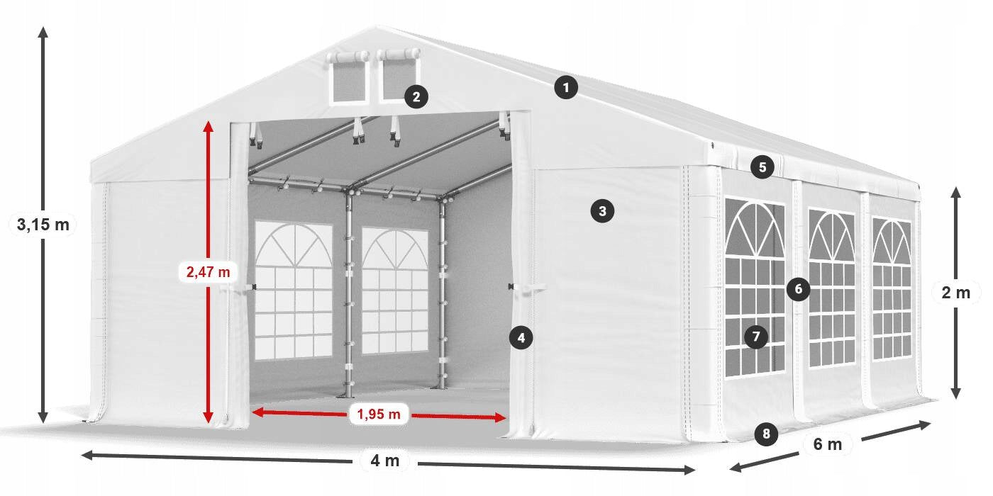 Tent 4x6 garden party DAS 560 S VARIOUS COLORS Number of side walls 6 walls
