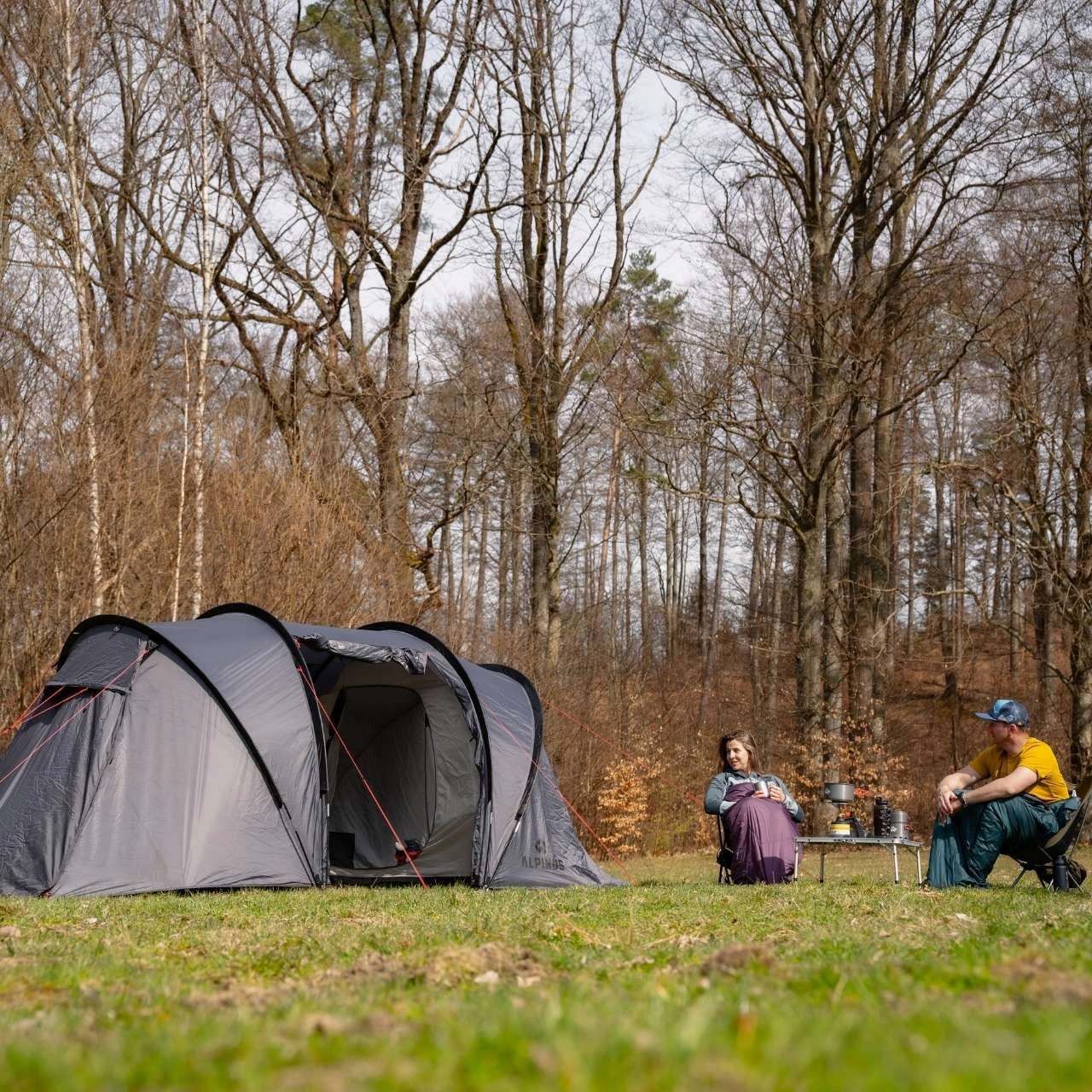 Tent Alpinus Gandia grey 4-person with vestibule, Waterproof, large Color gray