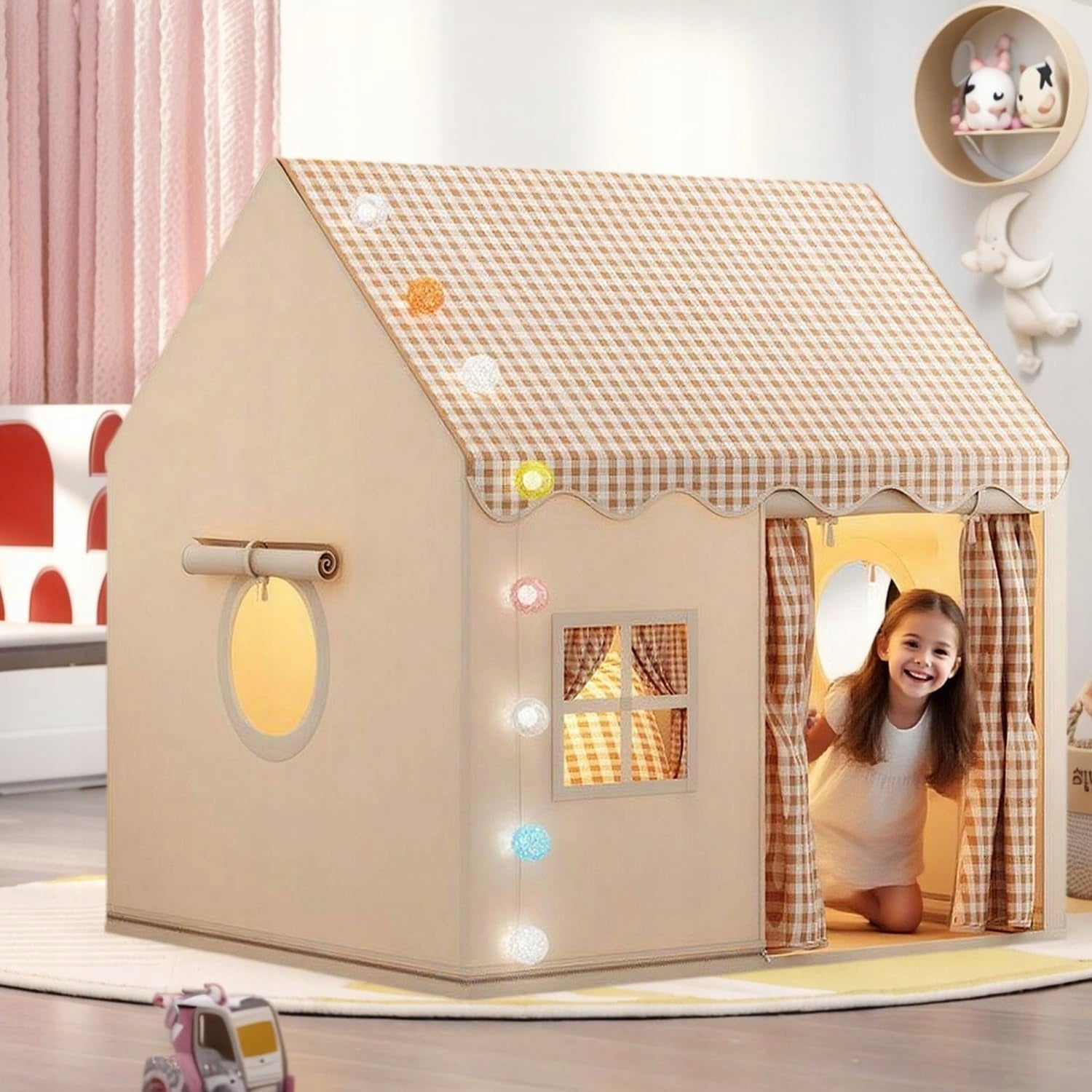 Tent Cottage TIPI FOR HOME GARDEN ROOM PALACE FOR CHILDREN BEIGE GRILLE Kind castle, palace