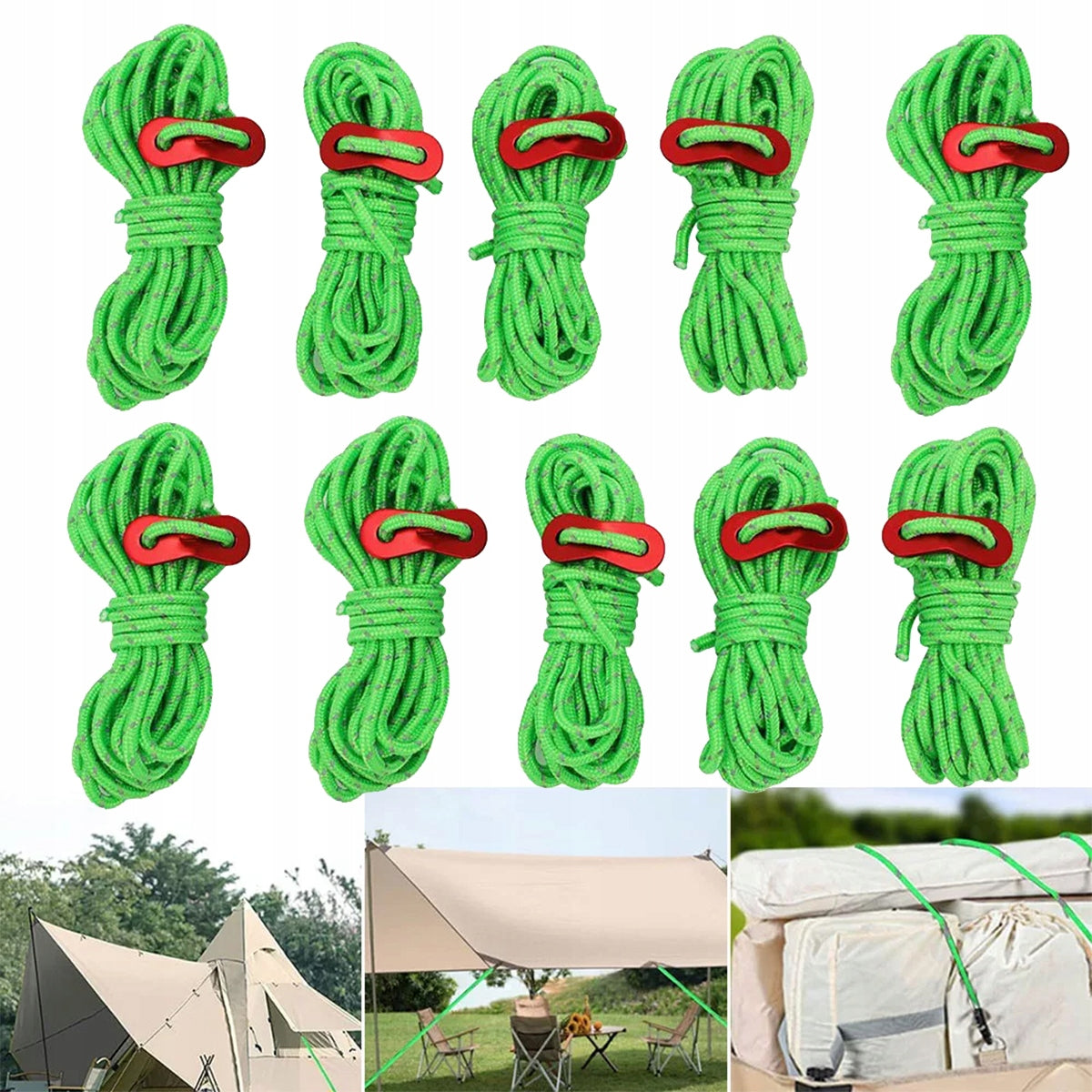 Tent Fastening Links Nylon Visible Paracord Set of 10