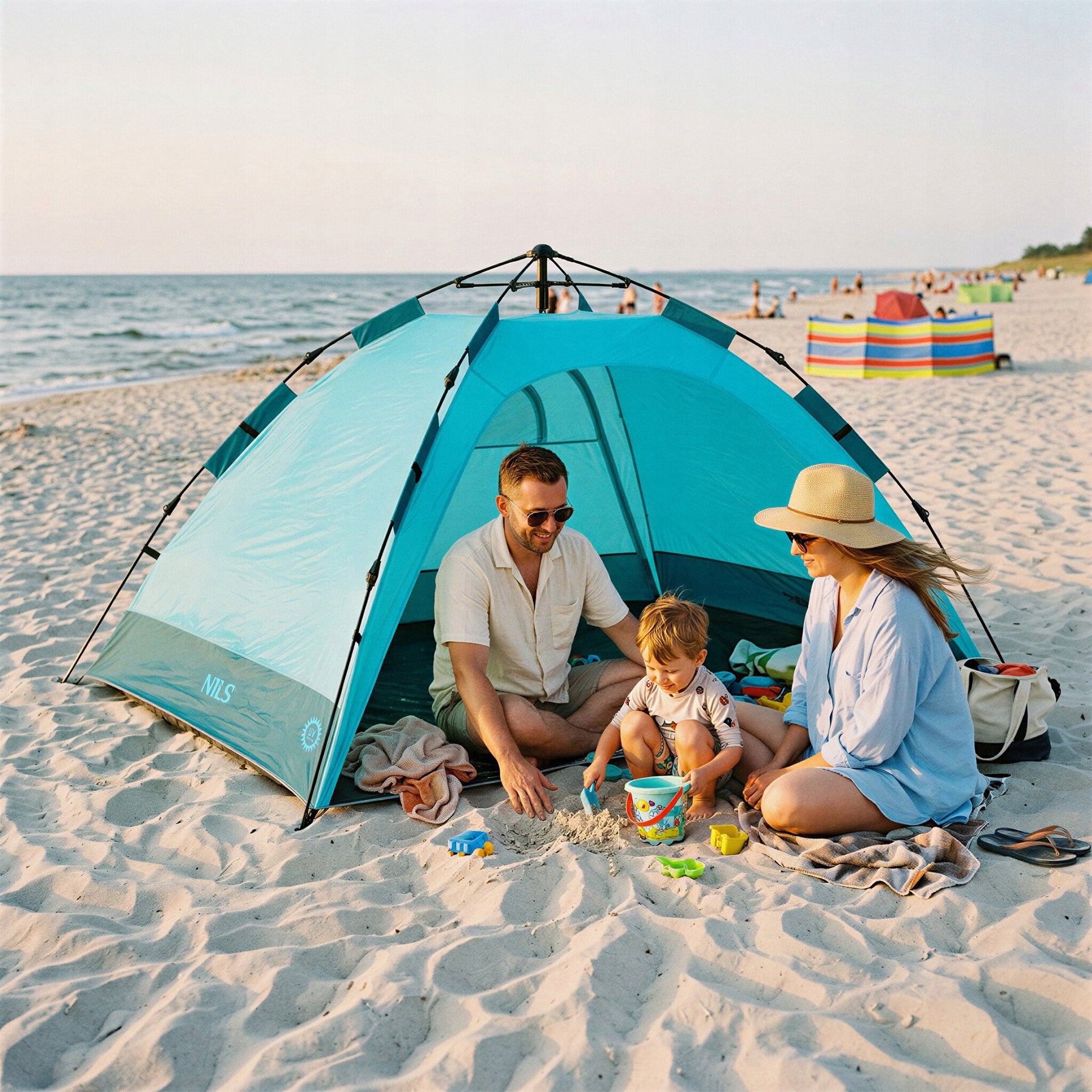 Tent Folding Automatically for beach camping 2 entrances 200x145x115cm NILS Brand Nils Camp