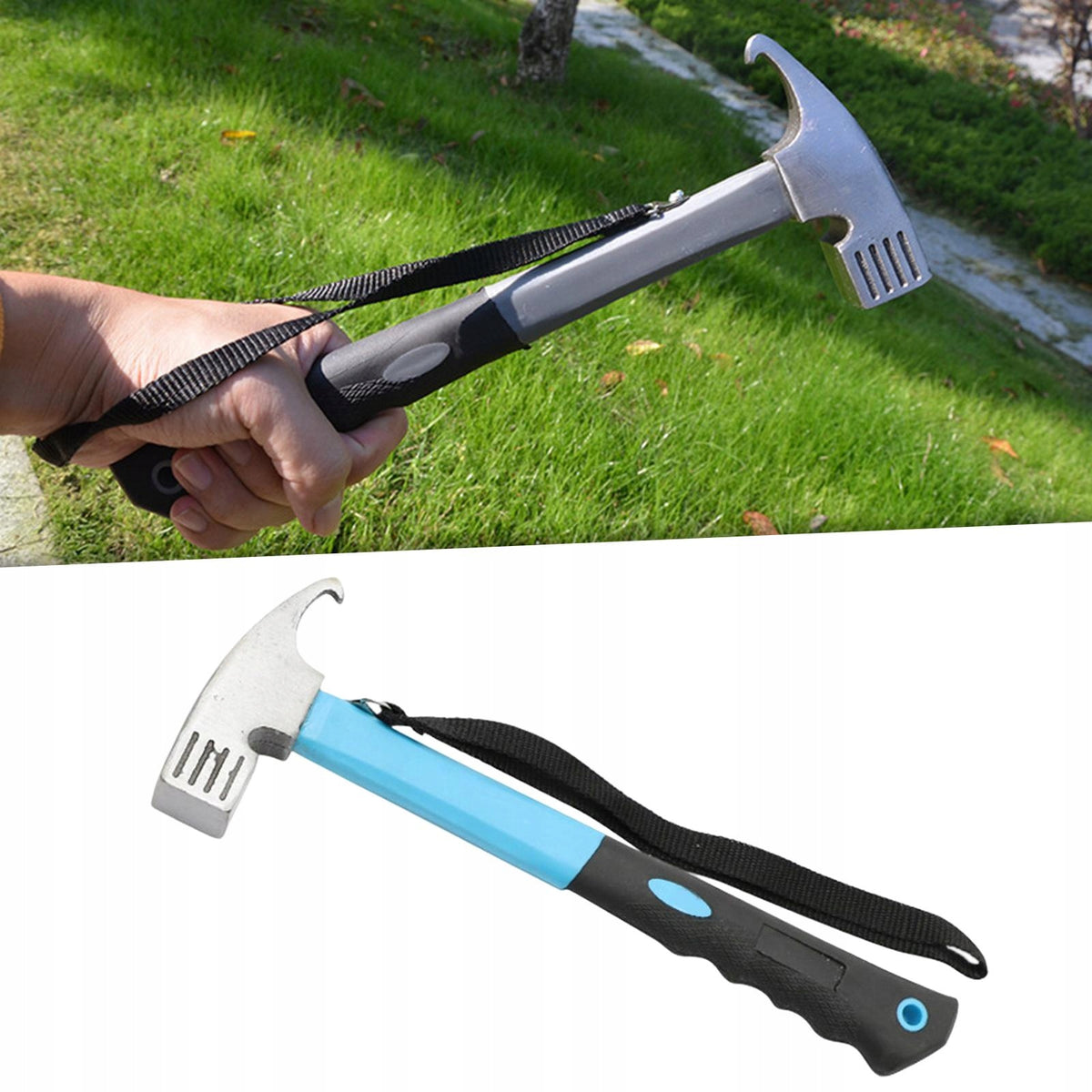 Tent Peg Hammer Multi Function Lightweight Peg Hammer Nai Puller Blue Packaging status no packaging