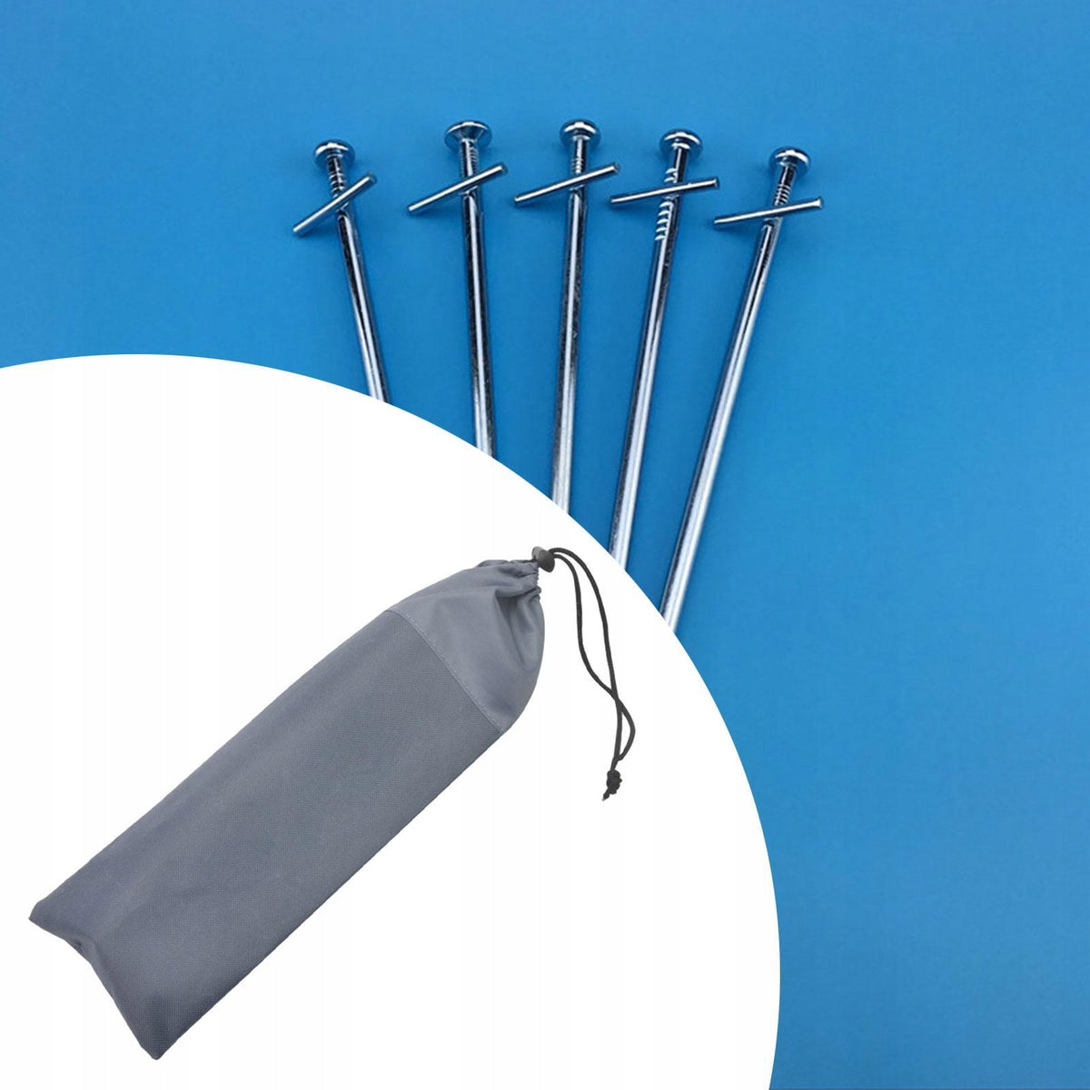 Tent Pegs Bag with Drawstring Reusable Nail Storage Pouch Camping 13.5x39cm