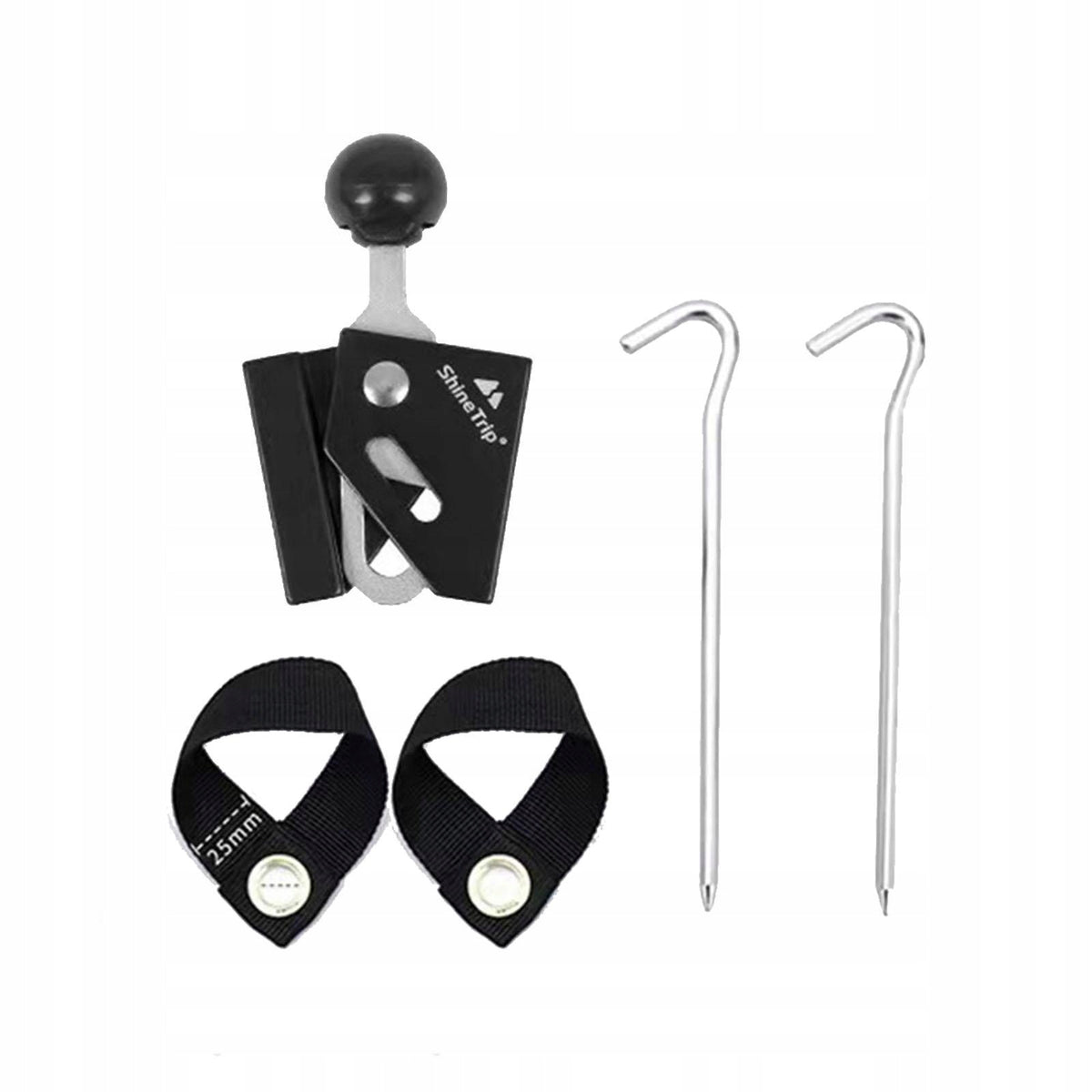 Tent Pole Holder Aluminum Alloy Connector Support Rod Black with Webbing