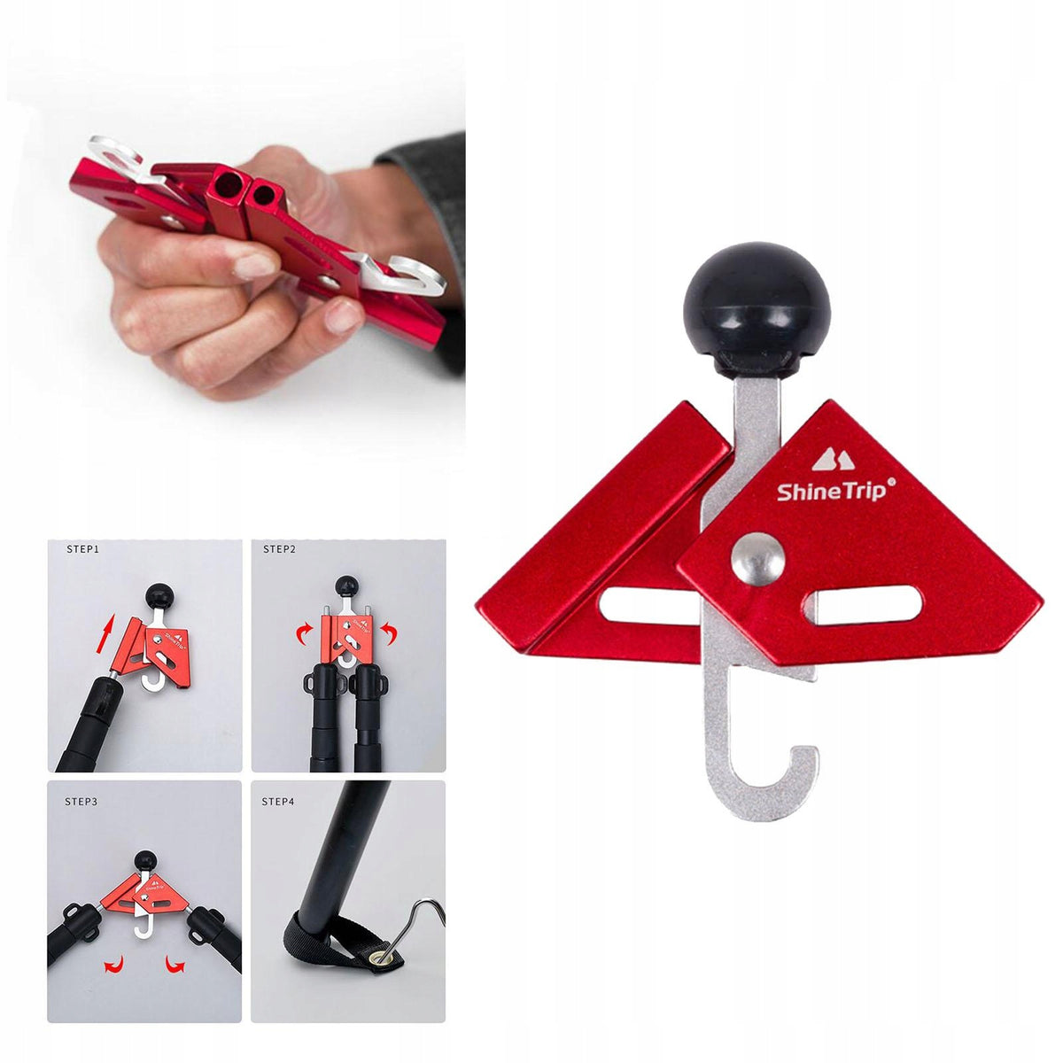 Tent Pole Holder Top Ball Connector Support Cover Lightweight Aluminum Red