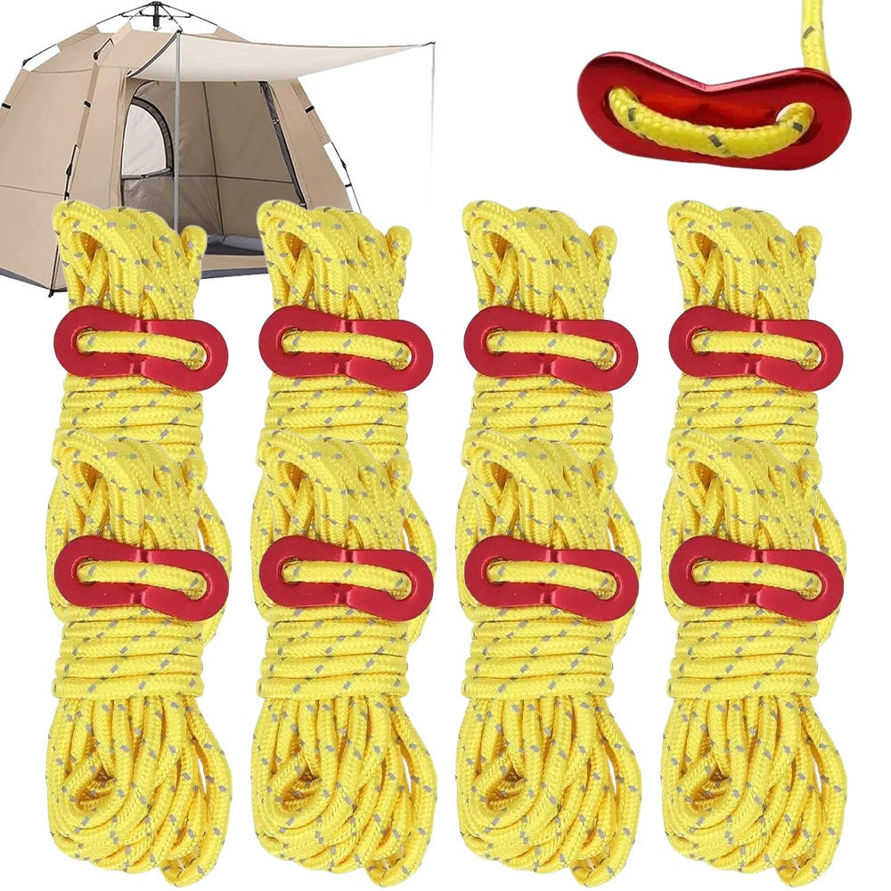 Tent Ropes Reflective 8pcs 5mm Camping Drains With Tensioners