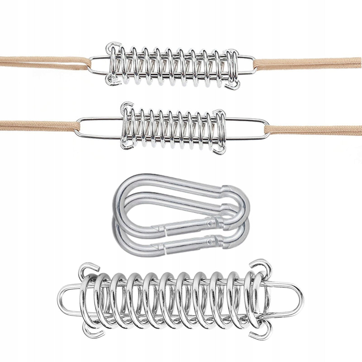 Tent Spring Buckles, Spring Rod, Spring Rope Tensioner, with carabiner