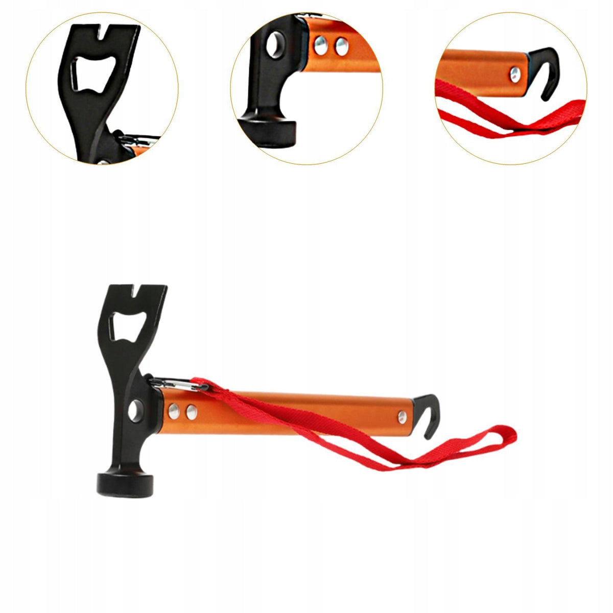 Tent Stake Hammer Multitool Camping Hammer for Hiking Camping Orange Packaging status original