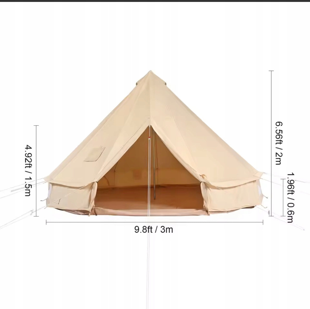 Tent Waterproof 3x3x2,5mm Cotton Canvas Brand Vevor