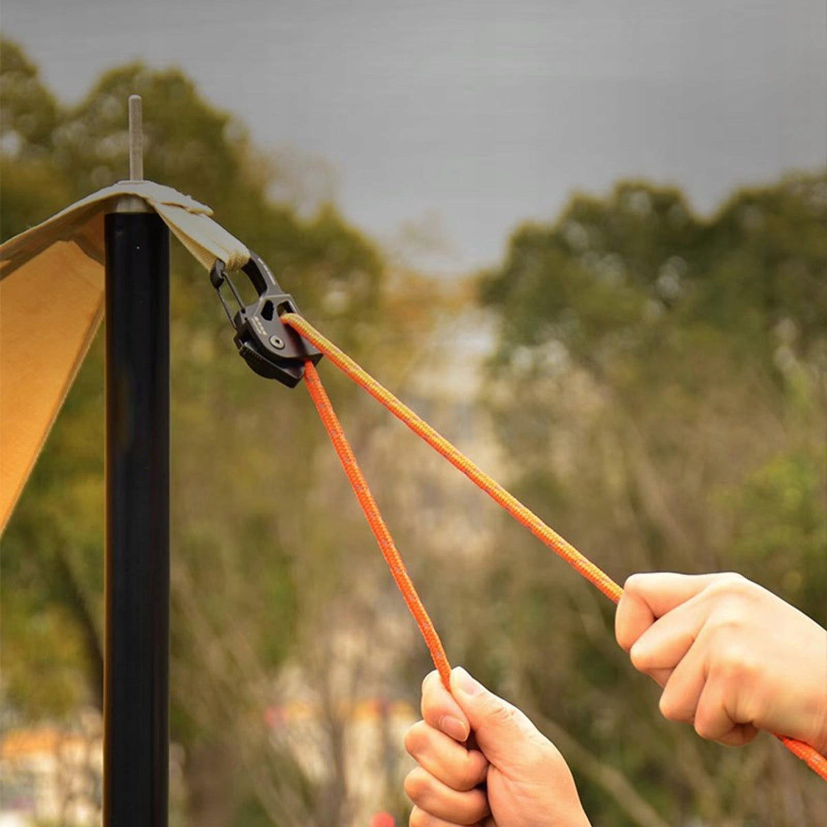 Tent Wind Rope Adjustable Pulley Ratchet Rope Hanger Durable Nylon Red Packaging status original