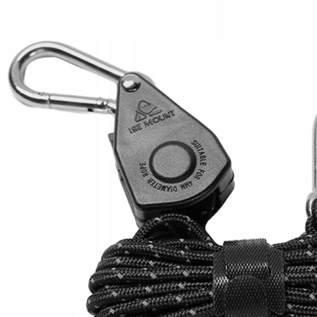 Tent Wind Rope Pulley Ratchet Rope Hanger Adjustable Reflective Black Packaging status original