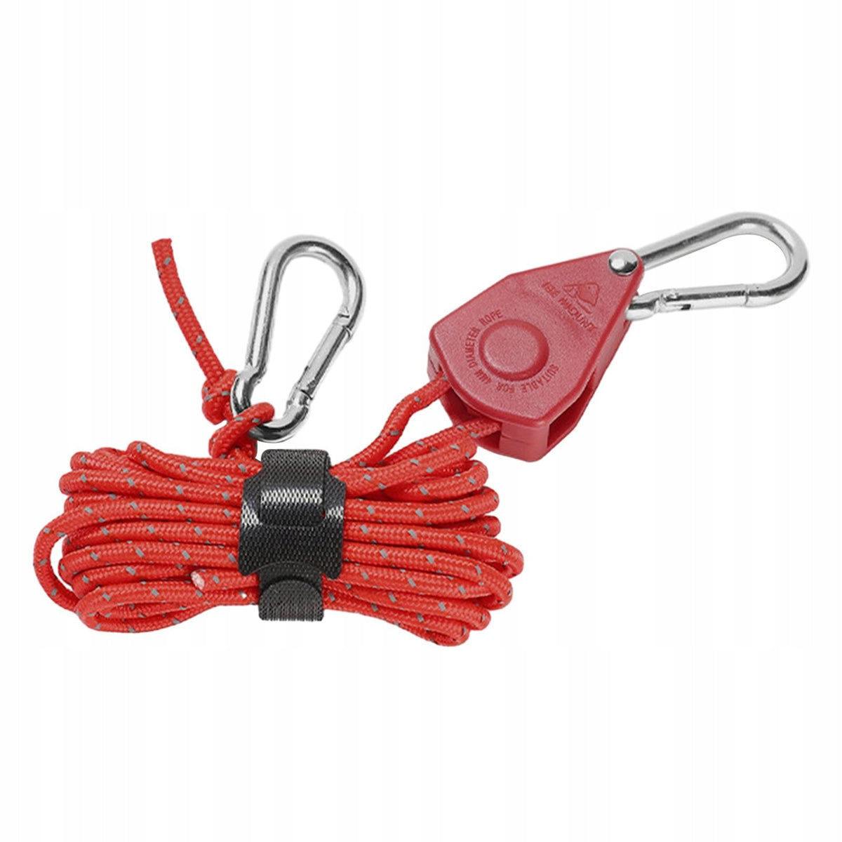 Tent Wind Rope Pulley Ratchet Rope Hanger Adjustable Reflective Camping Red