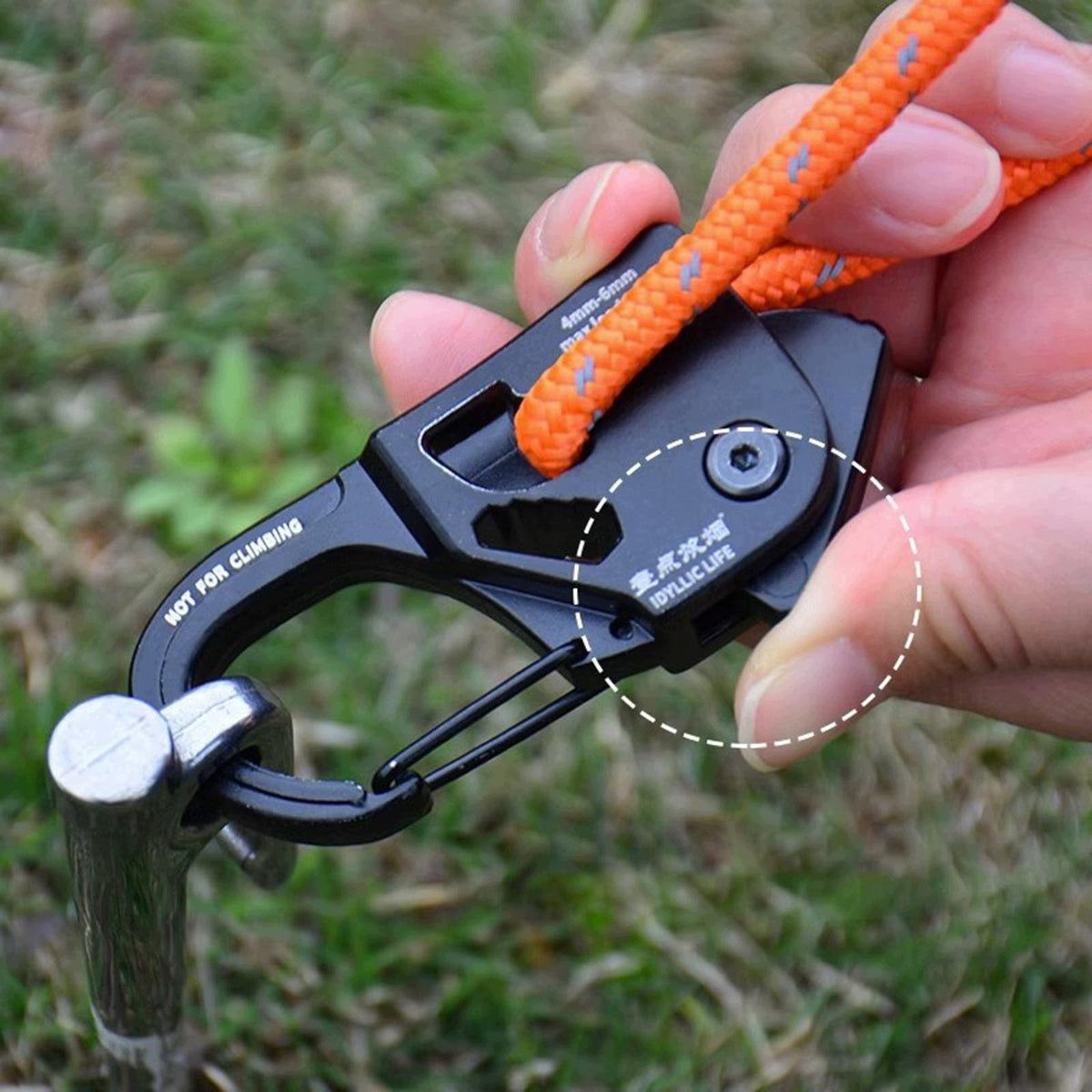 Tent Wind Rope Pulley Ratchet Rope Hanger Featuring Self Locking Black Packaging status original