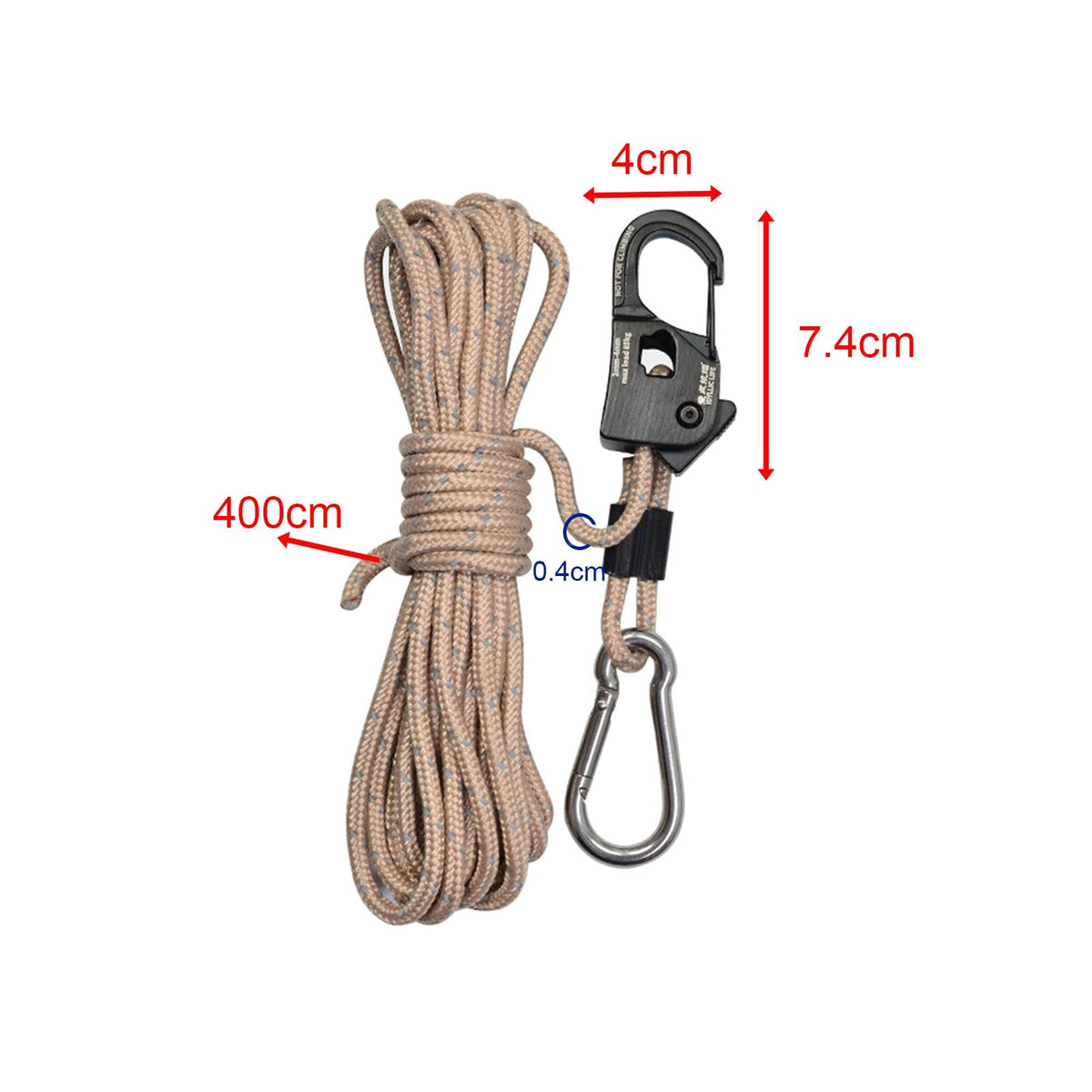 Tent Wind Rope Pulley Ratchet Rope Hanger Featuring Self Locking Khaki Packaging status original