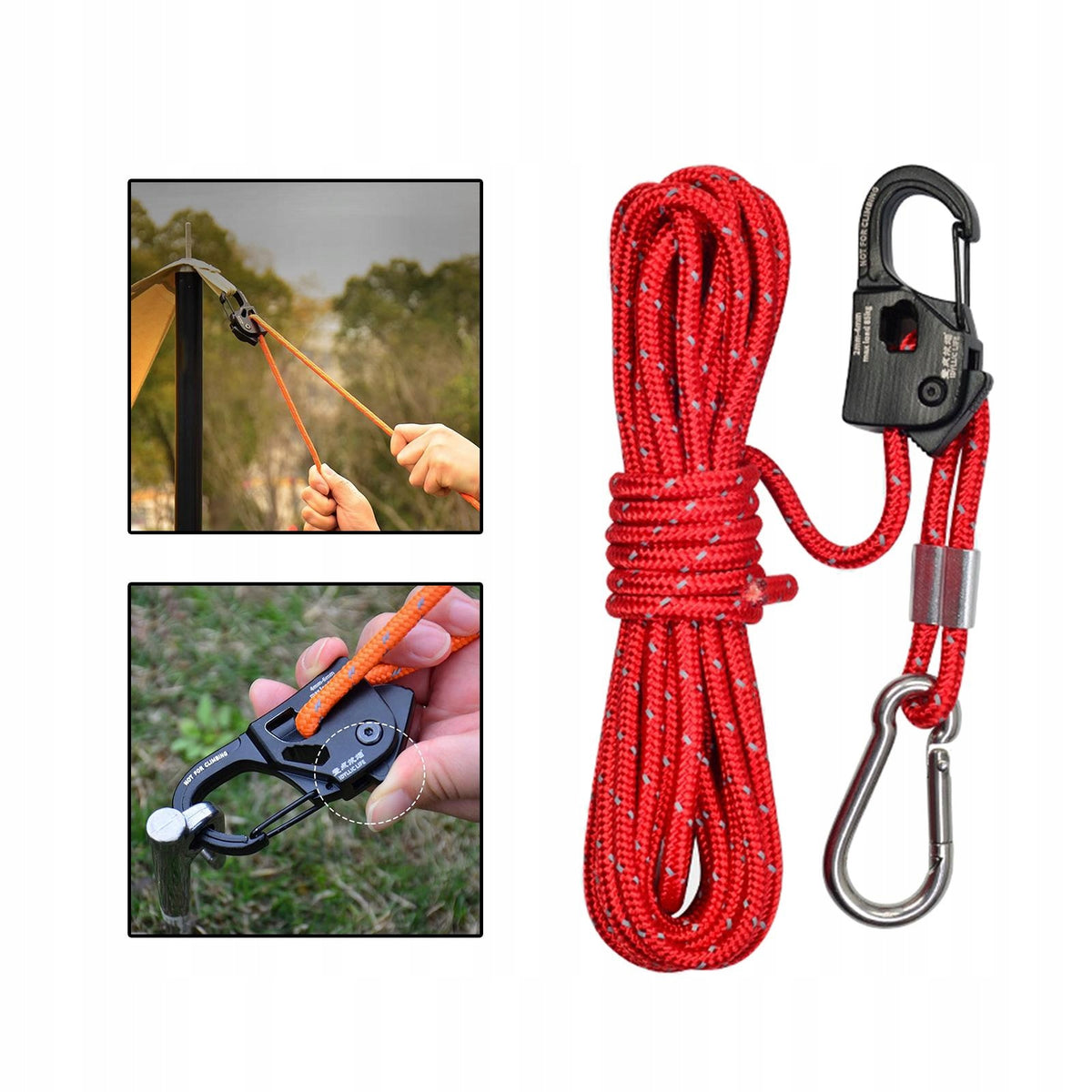 Tent Wind Rope Ratchet Adjustable Loose Self Locking Regulator Rope Red Packaging status original