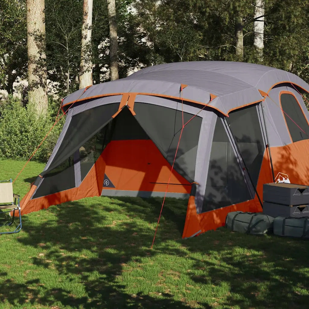 Tent with vestibule, 4-person, orange, waterproof Brand VidaXL