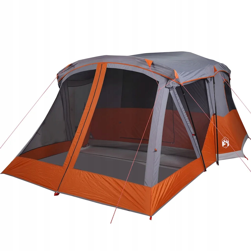 Tent with vestibule, 4-person, orange, waterproof Model vidaXL