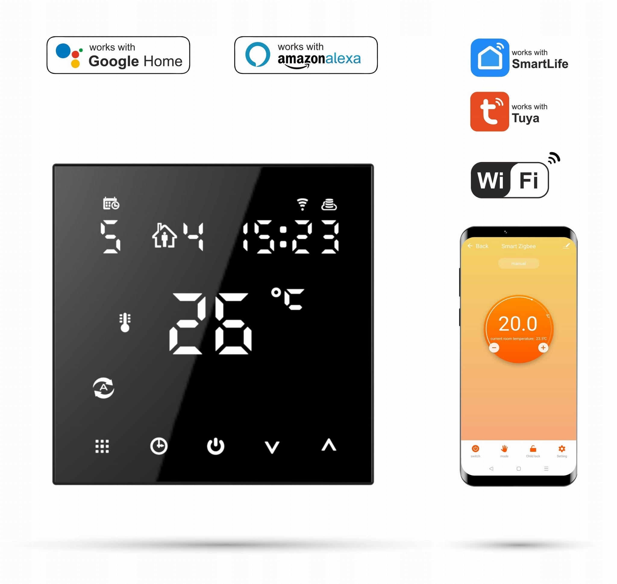 Raumthermostat Tuya 3A, schwarz 