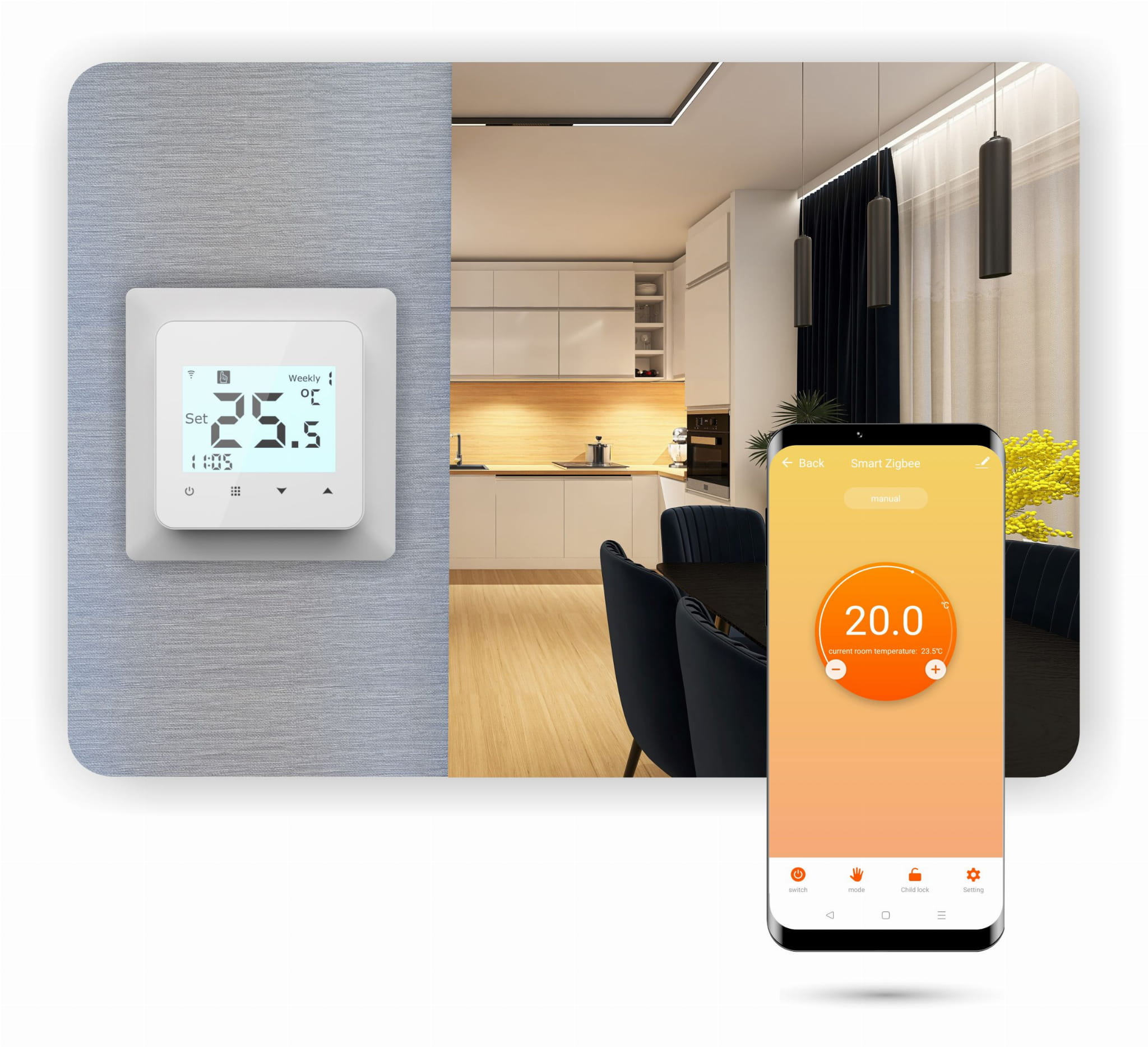 Raumthermostat Tuya 3A, weiß 