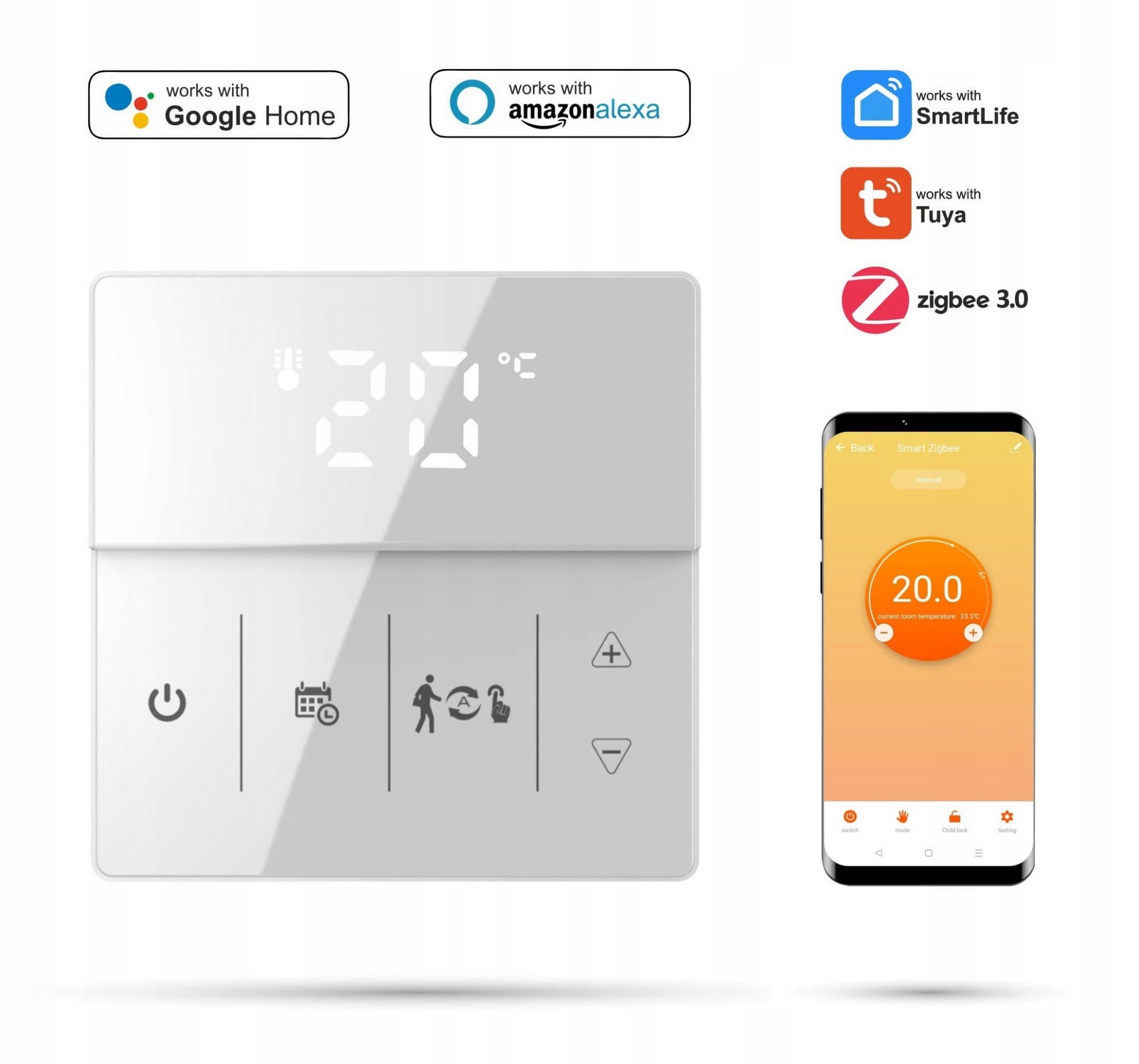 Raumthermostat Tuya 3A, weiß 