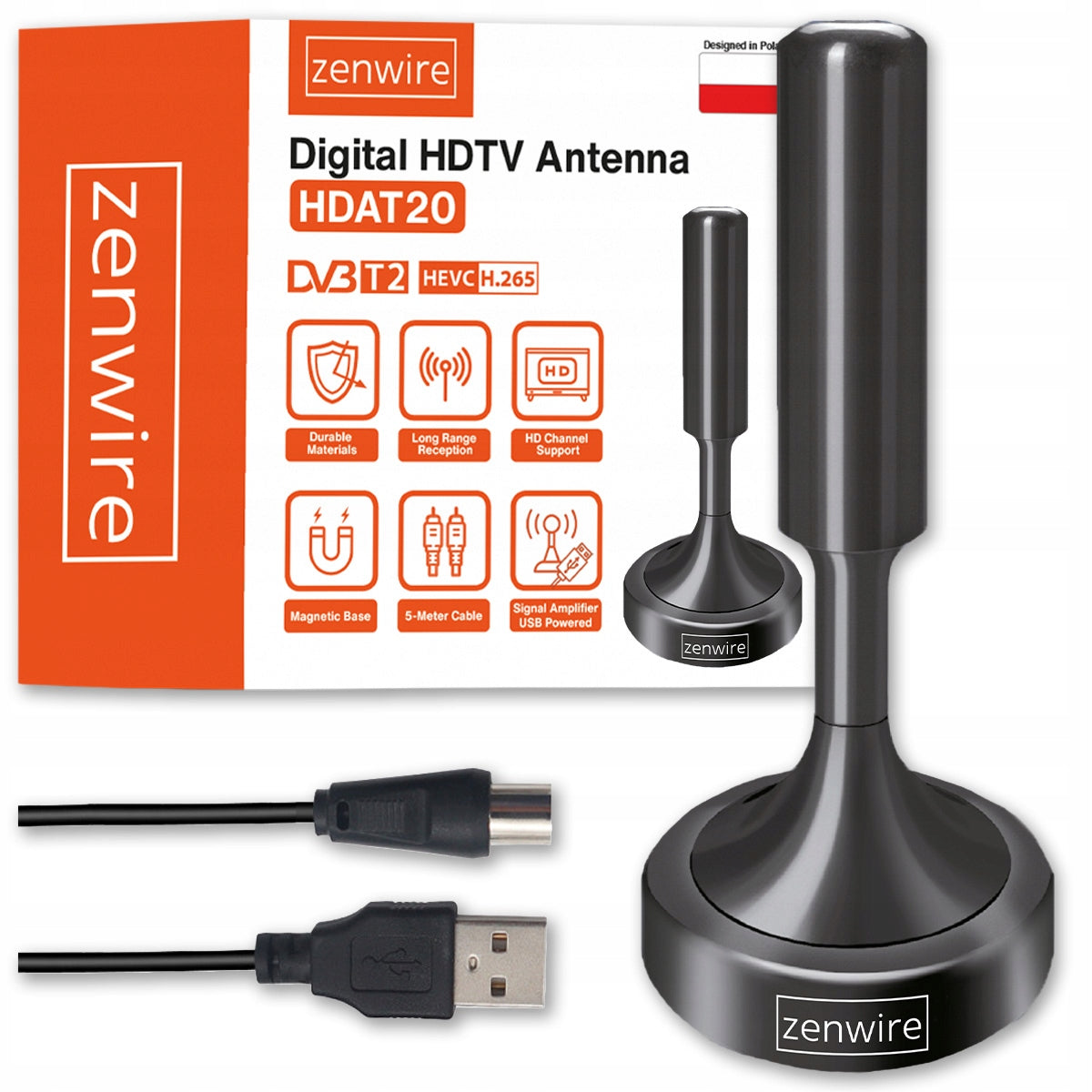 Terrestrial TV Antenna Room DVBT2 HEVC H.265 Indoor Strong 5M