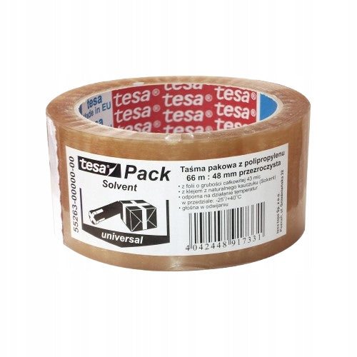 Tesapack 66 m Standard Solvent Transparent 50mm Adhesive Packing Tape