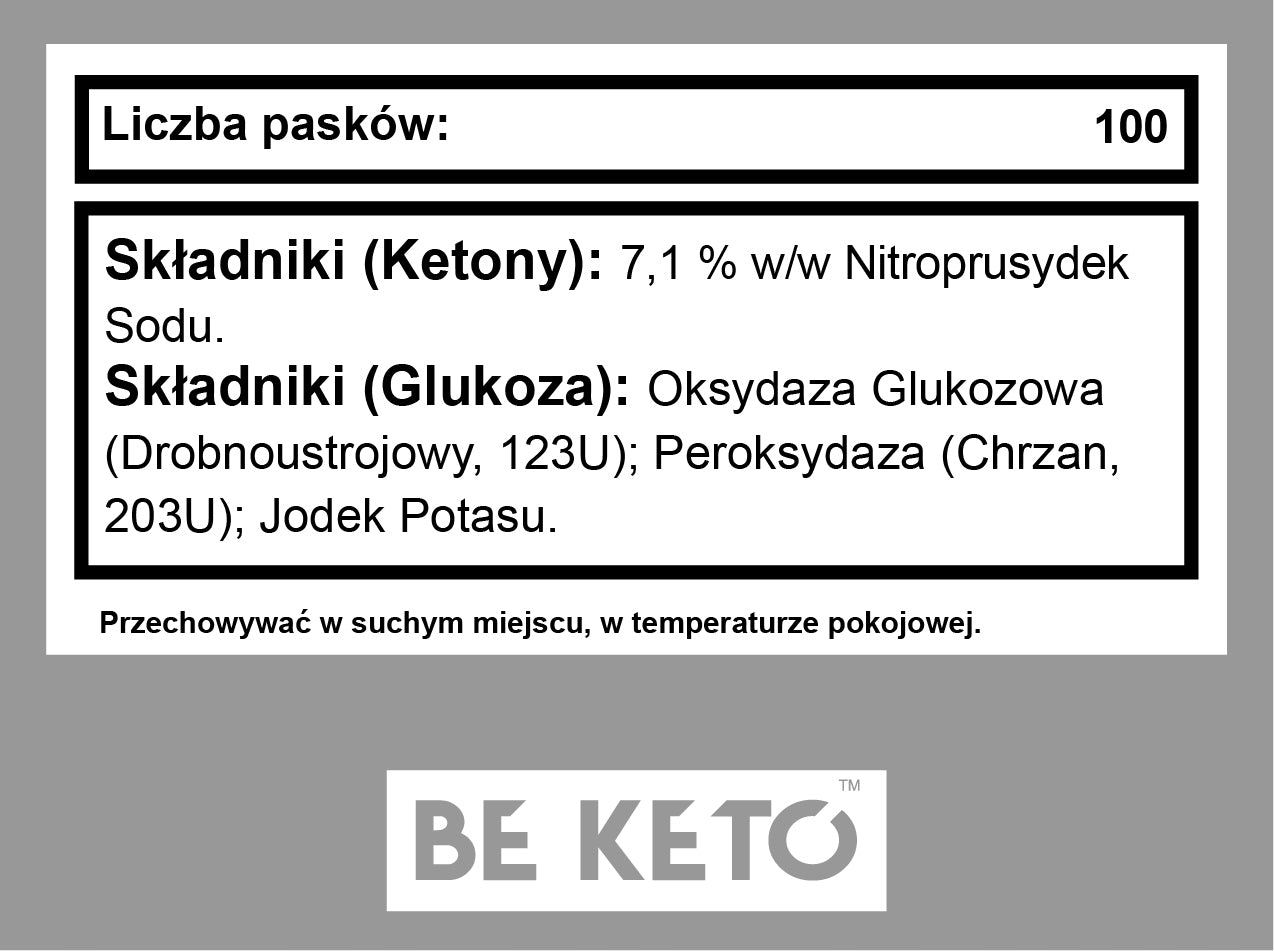 Test strips Ketones & Glucose in urine 100 pieces BeKeto Medical device no