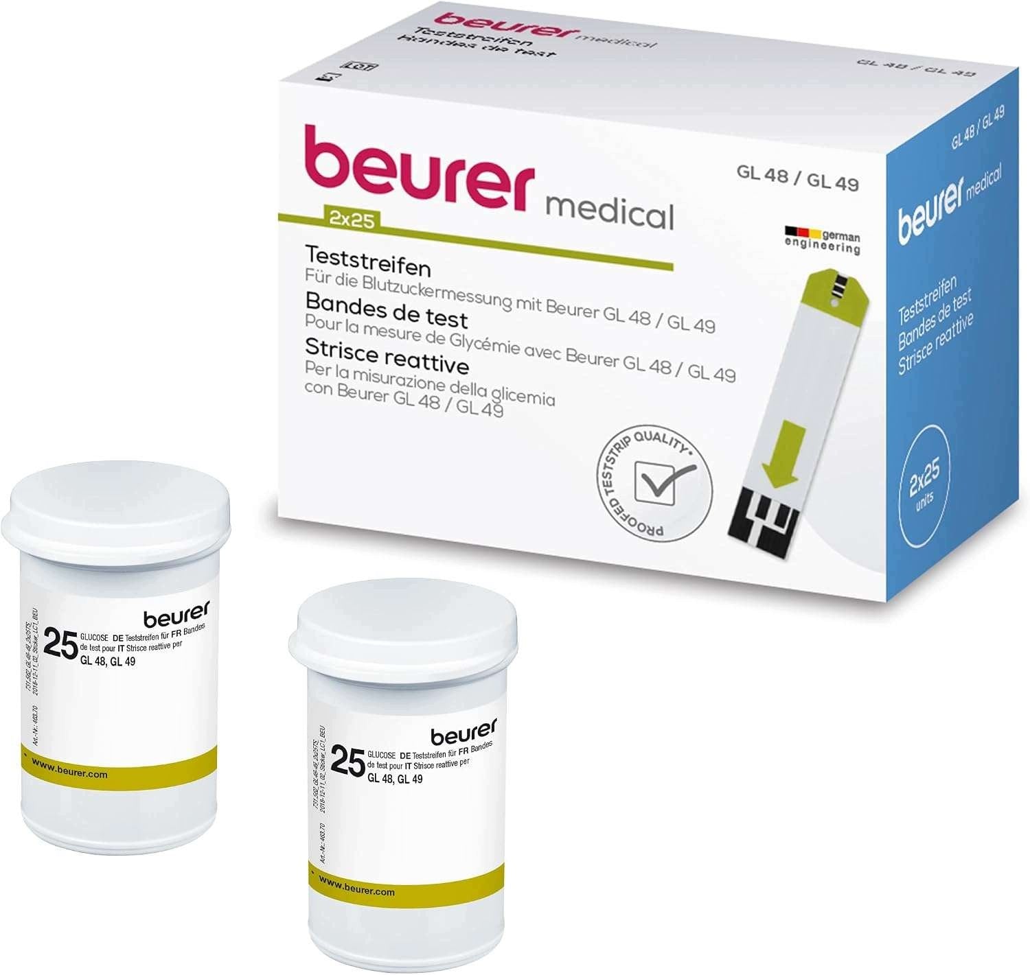 Test strips for BEURER GL 48 glucose meters,