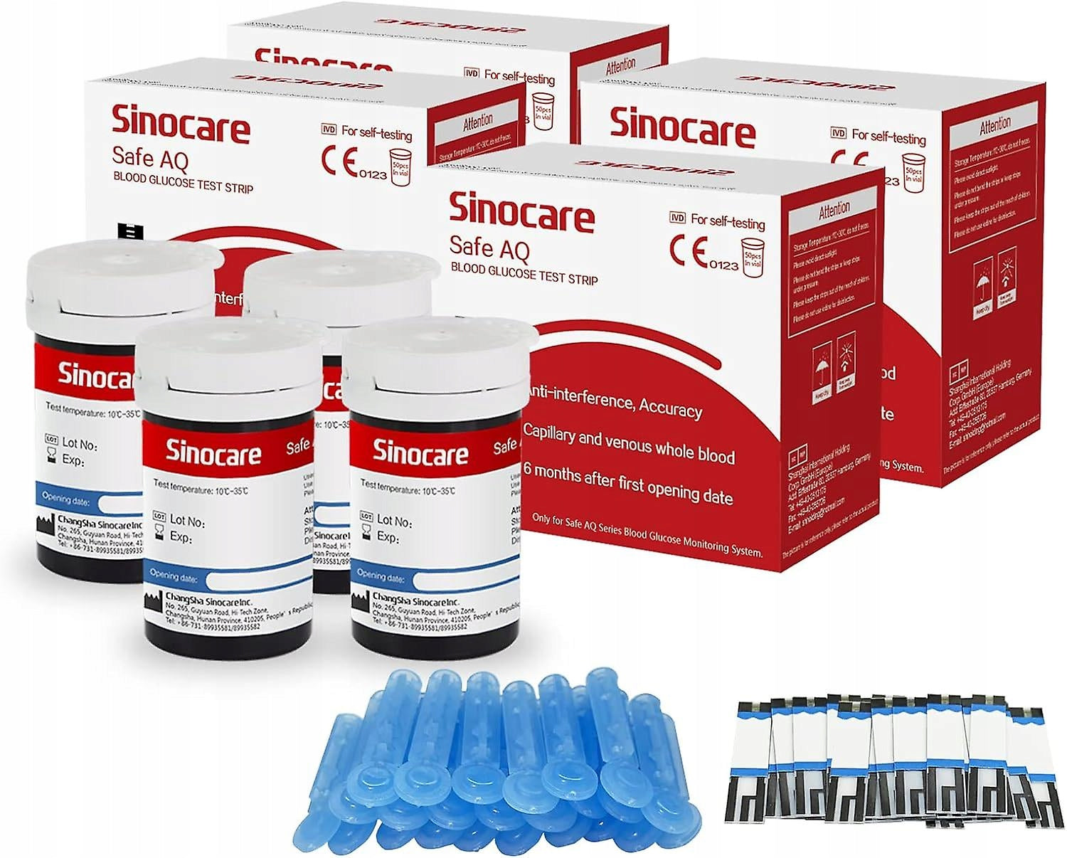 Test strips for Safe AQ glucose meter Sinocare 100 pcs without coding
