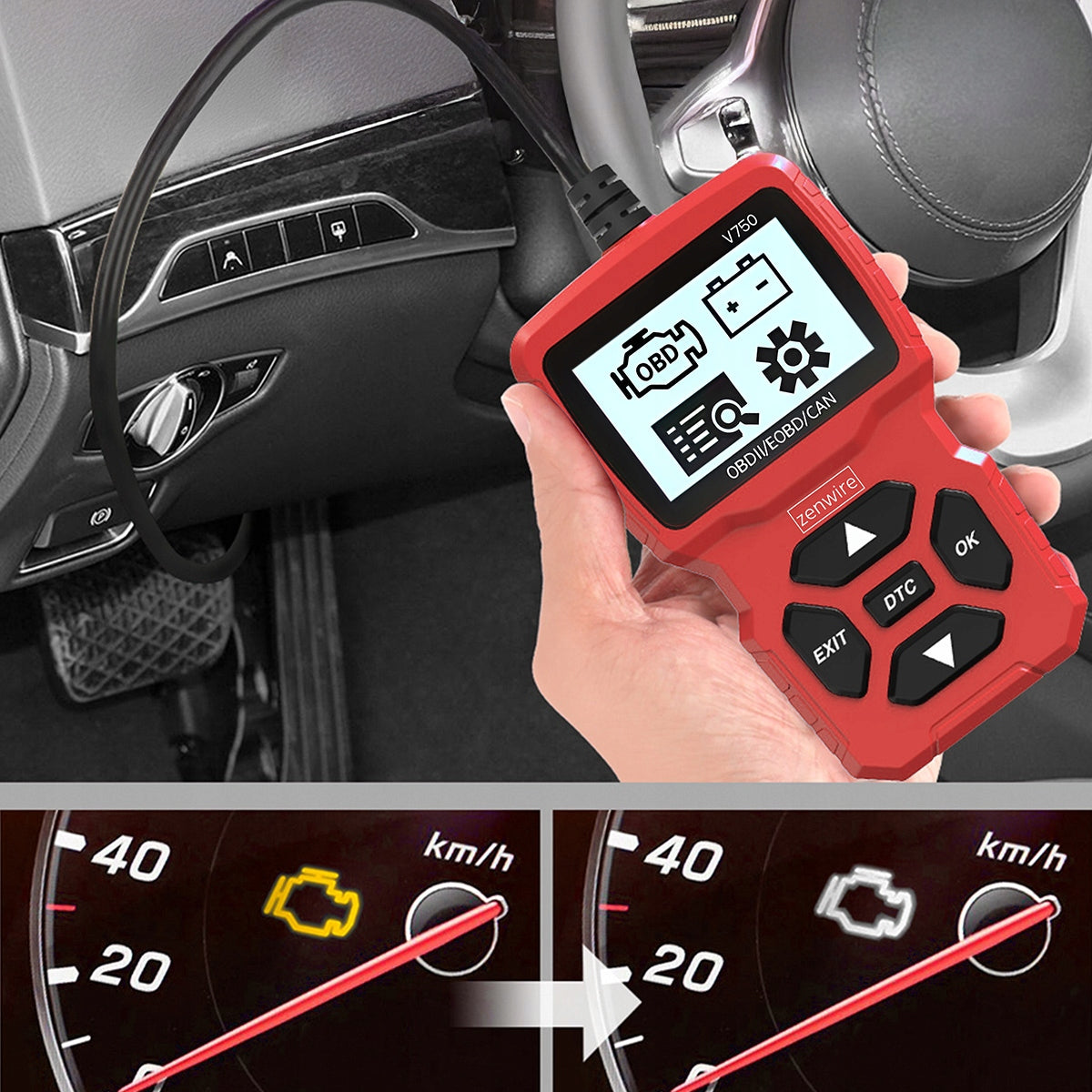 Tester Interface Scanner Computer Diagnostic Display OBD2 CAN VIN BMW Manufacturer code Tester Skaner Diagnostyczny OBD 2 II CAN Aut