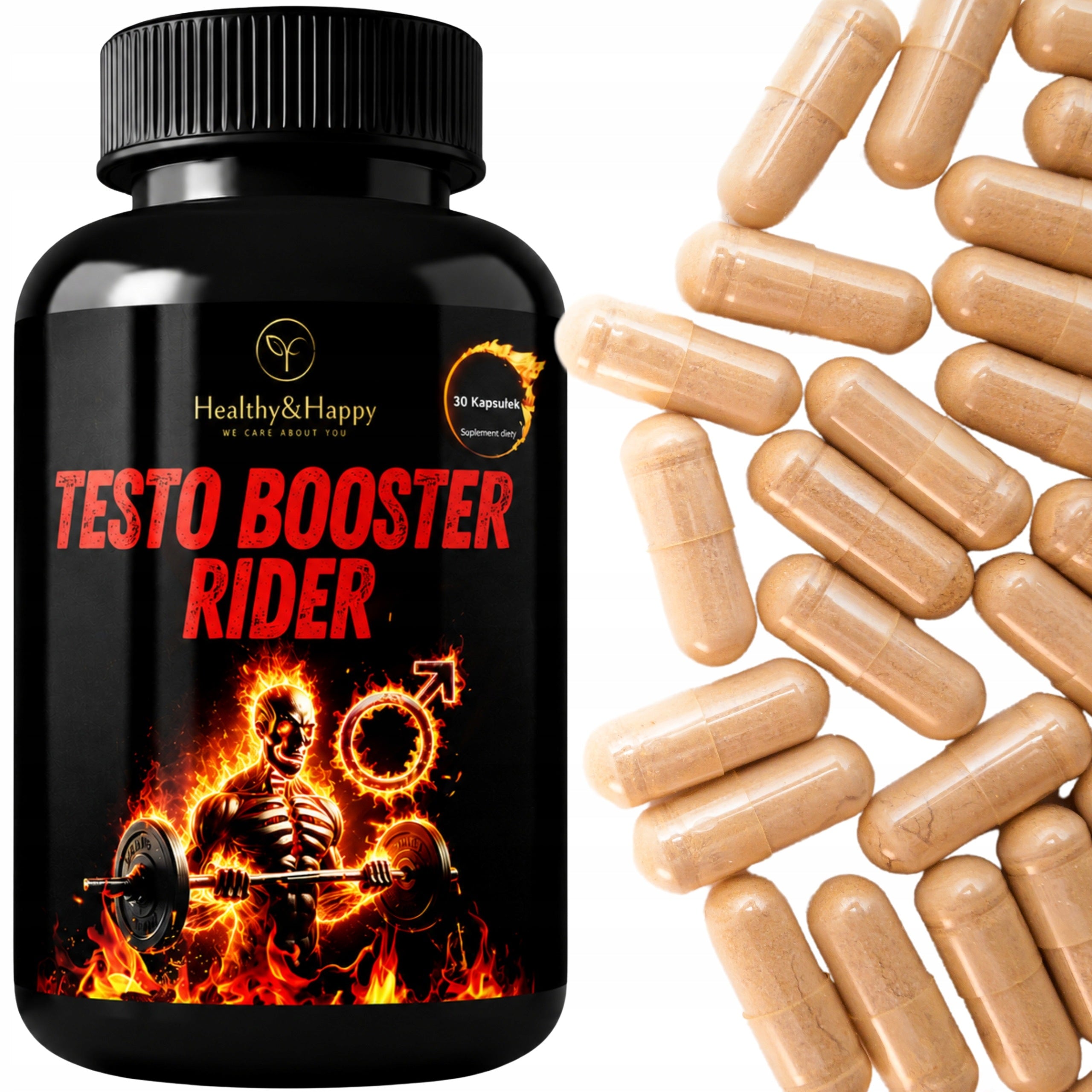Testo Rider BOOSTER TESTOSTERONE Libido Potential Male Strength Fatigue Manufacturer code Tabletki na potencję prostatę testosteron 245