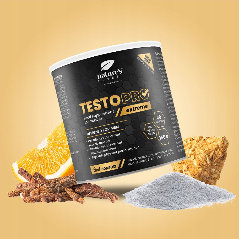 TestoPRO - Booster Testosteronu i Libido - Cynk, Maca, B2 B6 B12 - 150 g Packaging status original