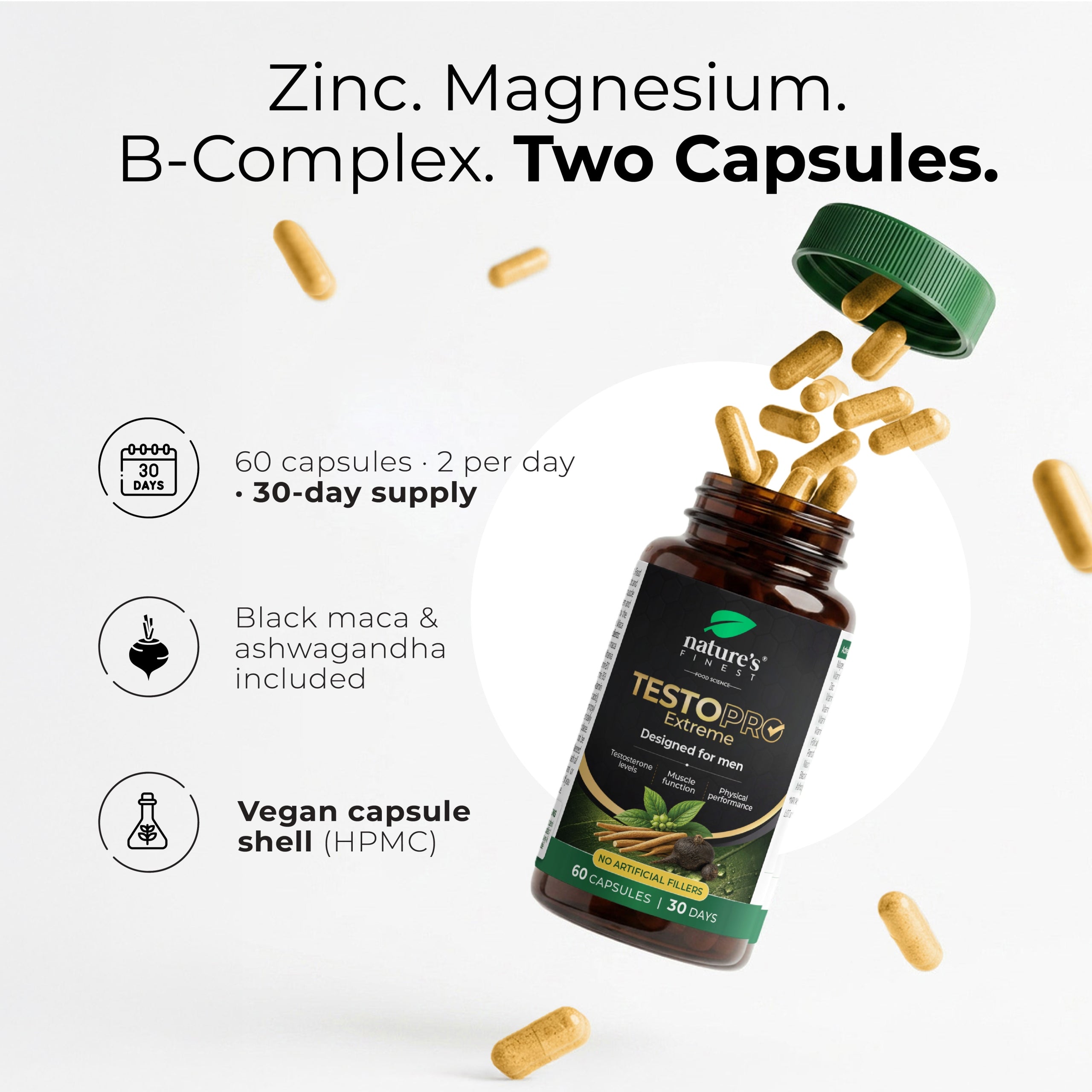 TestoPRO - Testosterone Booster - Zinc, Maca, Magnesium, B12 - 60 kaps. Packaging status original