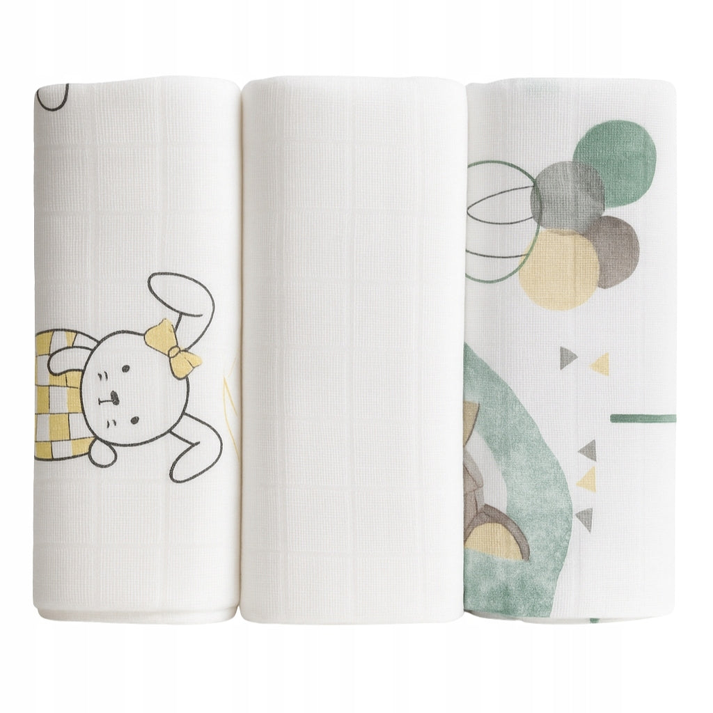 Tetra 80x60 3 pcs. – white, rabbit, mouse – 100% cotton