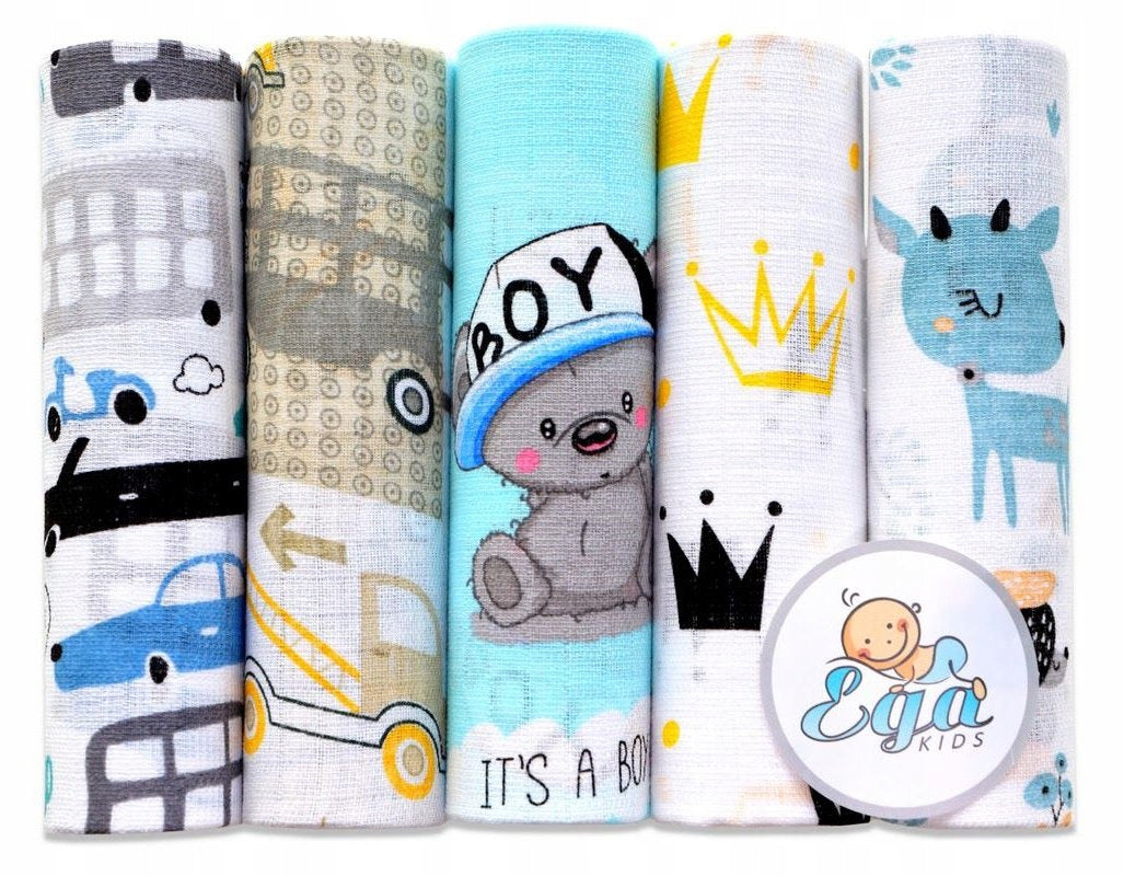 Tetra Diapers 70x80 Set of Tetra Diapers 5 Pcs Boy
