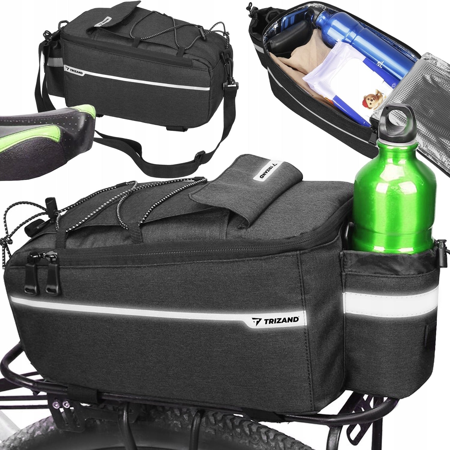 Thermal Bag for Bike Rack Pouch Reflective Bike Spacious
